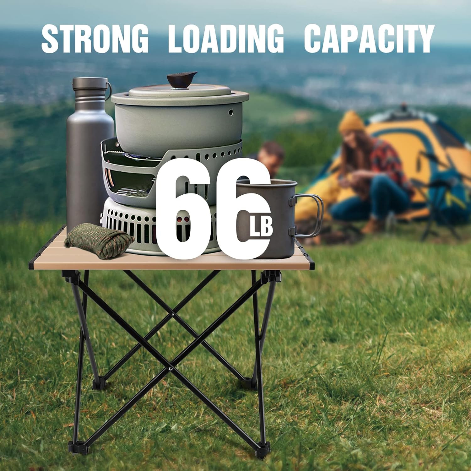 PetginHome Folding Portable Camping Table, Ultralight Aluminum Compact Side Table, Foldable Lightweight Table with Carry Bag for Picnic,Beach