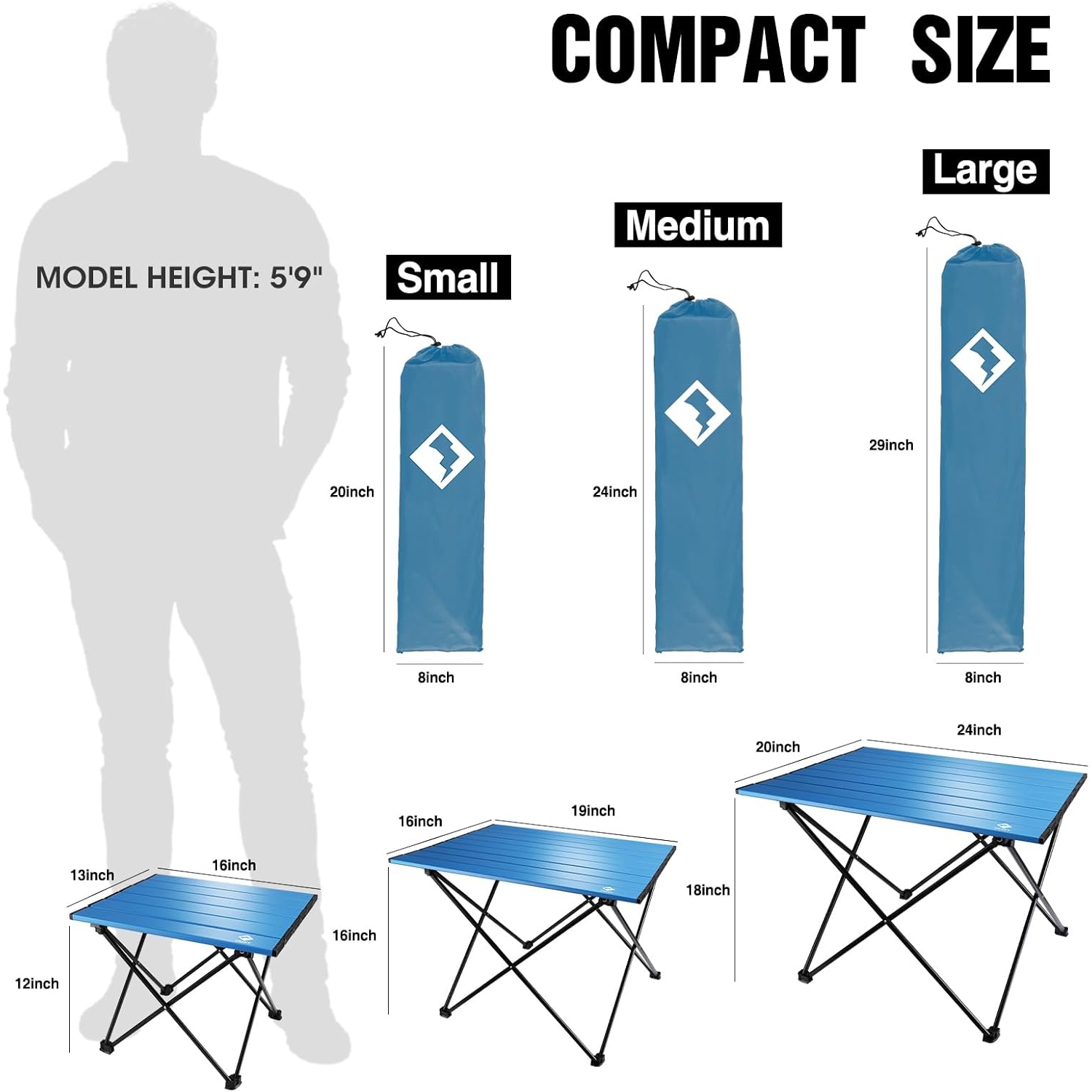 Table de camping pliable et portative de PetginHome, table d'appoint compacte en aluminium ultraléger, table légère pliable avec sac de transport