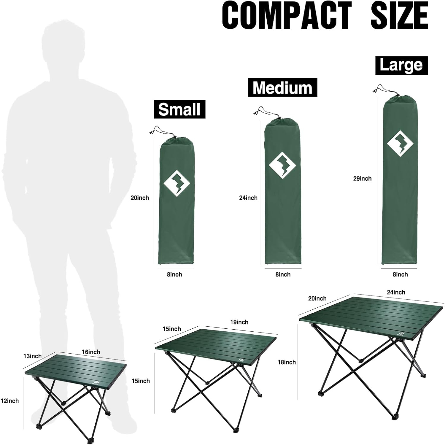 Table de camping pliable et portative de PetginHome, table d'appoint compacte en aluminium ultraléger, table légère pliable avec sac de transport