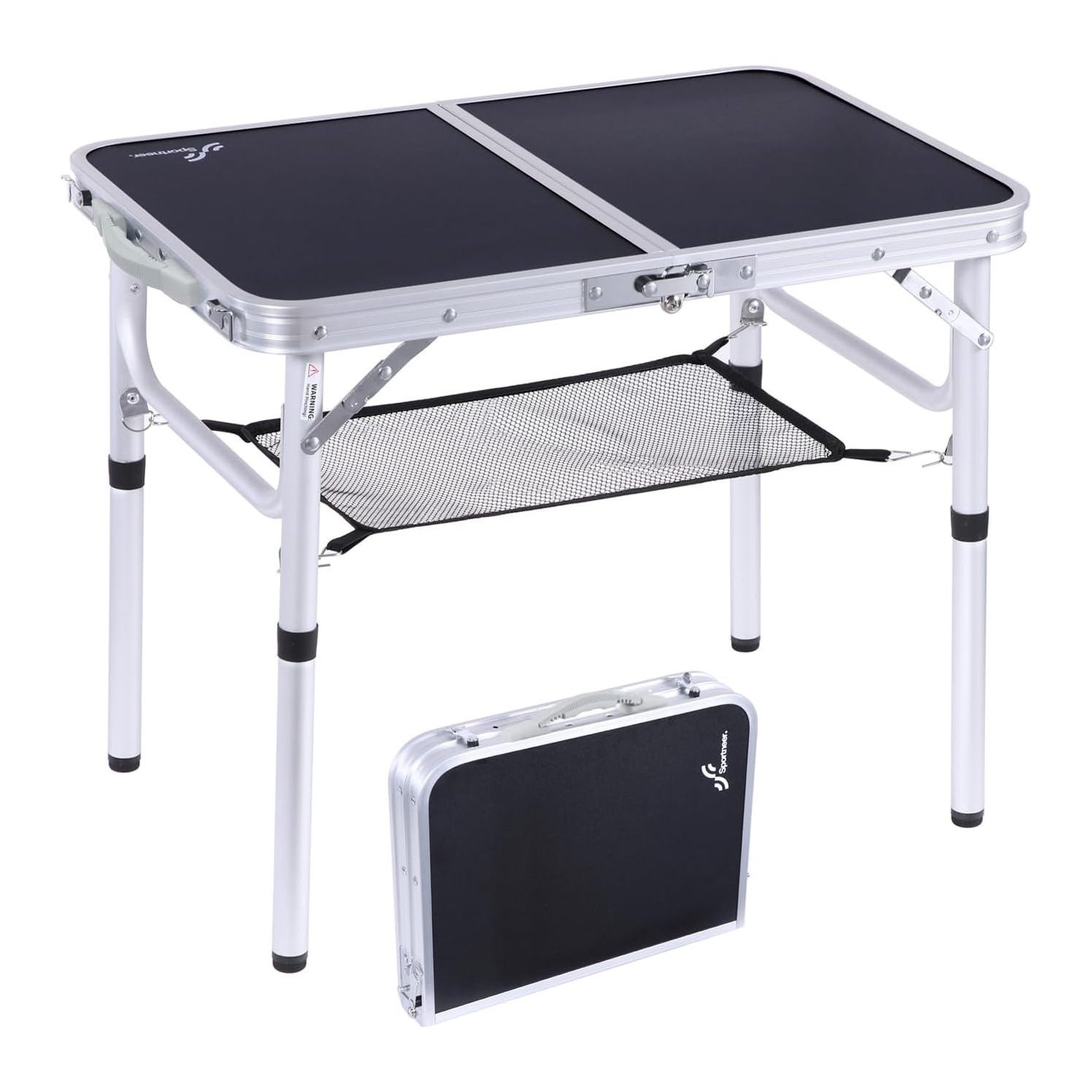 Table de camping pliante de PetginHome, table pliante ajustable Table de camping portative avec couche en filet pour le camping, le pique-nique et le