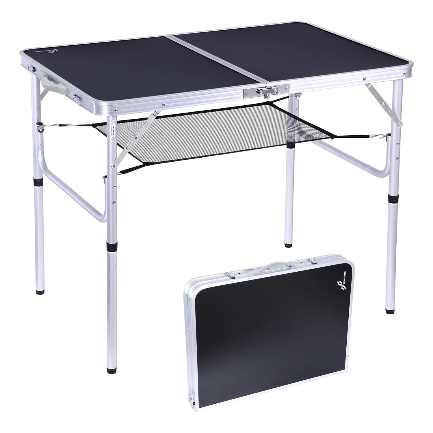 Table de camping pliante de PetginHome, table pliante ajustable Table de camping portative avec couche en filet pour le camping, le pique-nique et le
