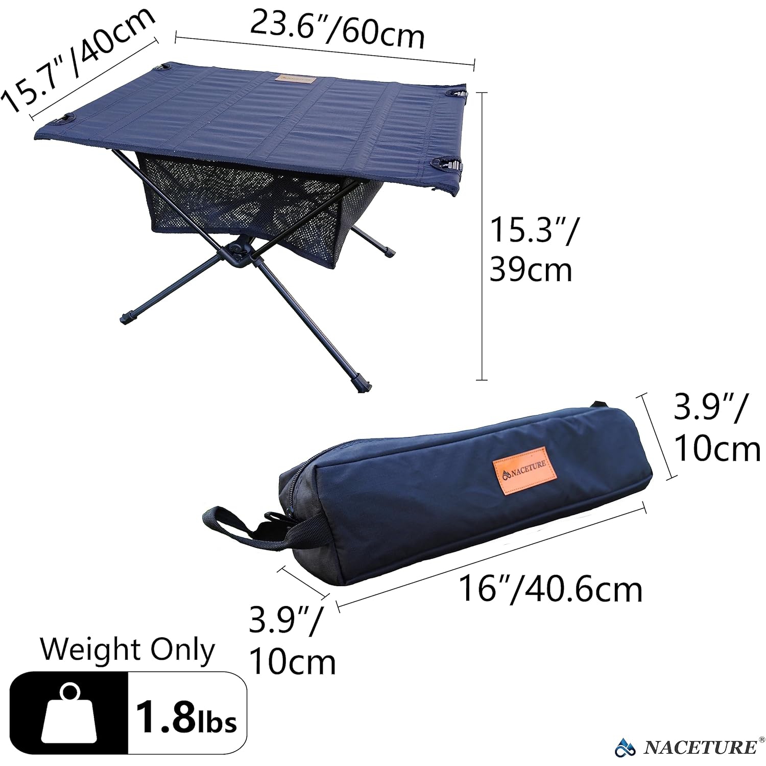 PetginHome Backpacking Table with Storage Mesh for Camping Gear, Hiking Table and Mountaineering Table, Camp Table