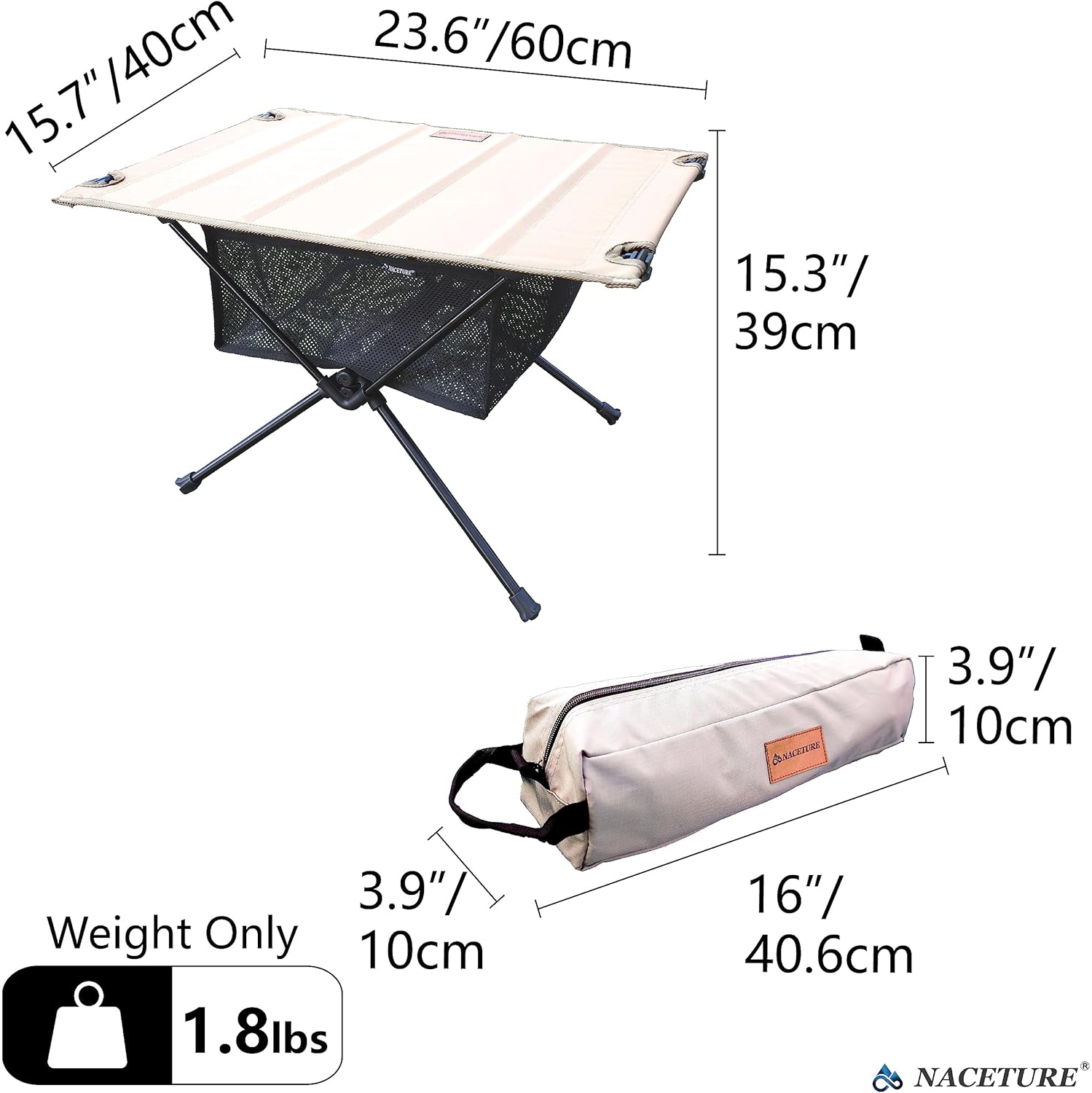 PetginHome Backpacking Table with Storage Mesh for Camping Gear, Hiking Table and Mountaineering Table, Camp Table
