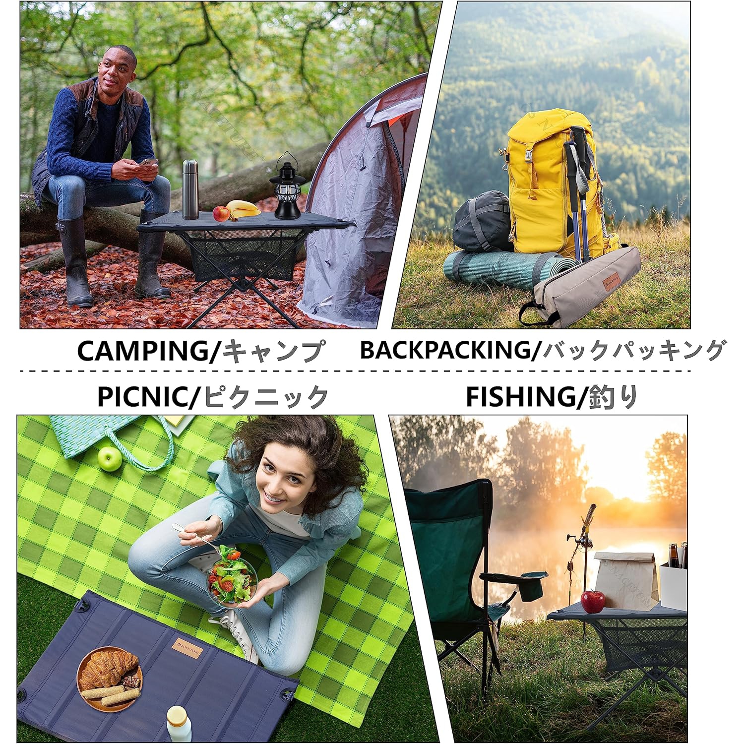 PetginHome Backpacking Table with Storage Mesh for Camping Gear, Hiking Table and Mountaineering Table, Camp Table