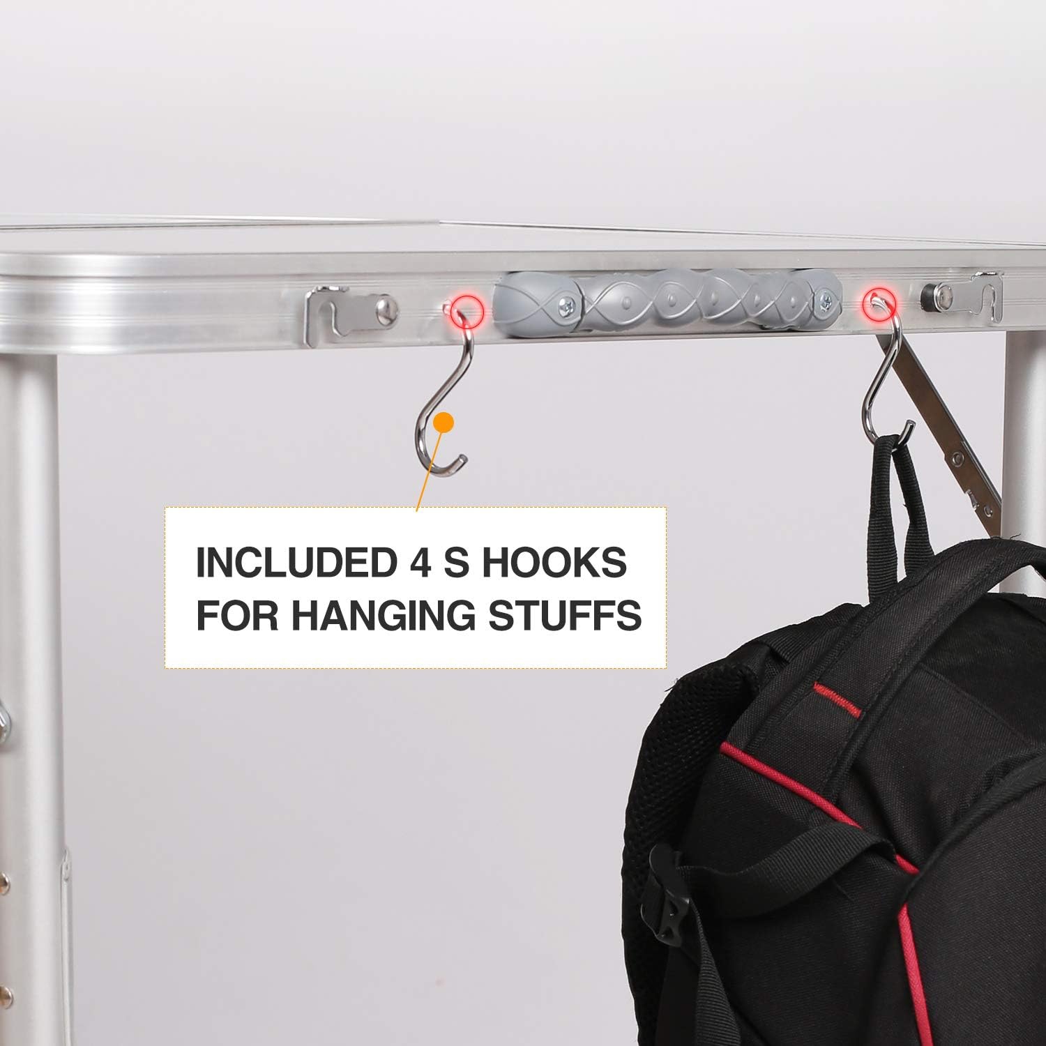 Table pliante de 4 pi de PetginHome, table pliable à hauteur réglable, table de camping légère et portative en aluminium, 2 hauteurs, 61D x