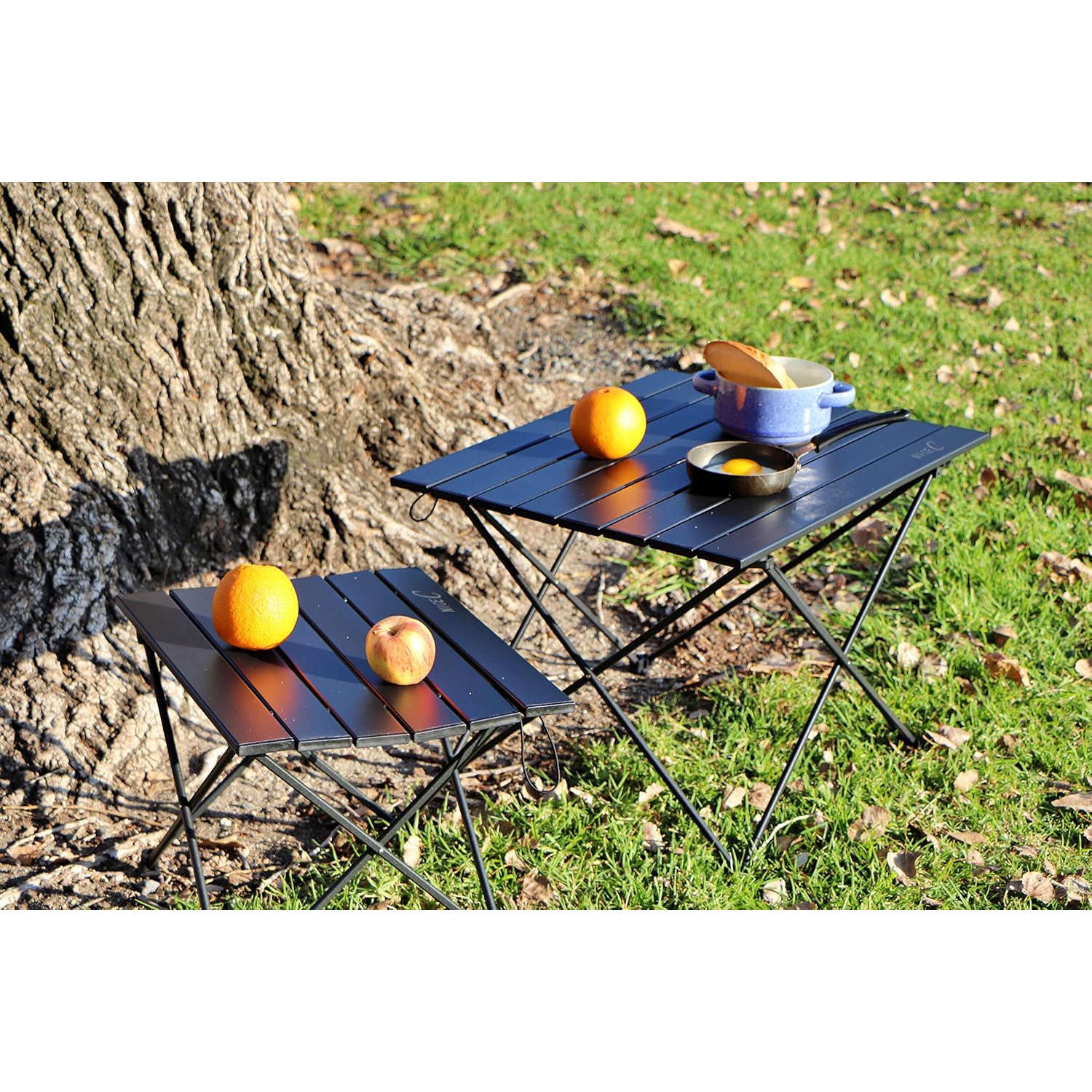 Table de camping d'extérieur de PetginHome, portative en aluminium enroulable, pliable, ultraléger et compact avec sac de transport pour la plage,
