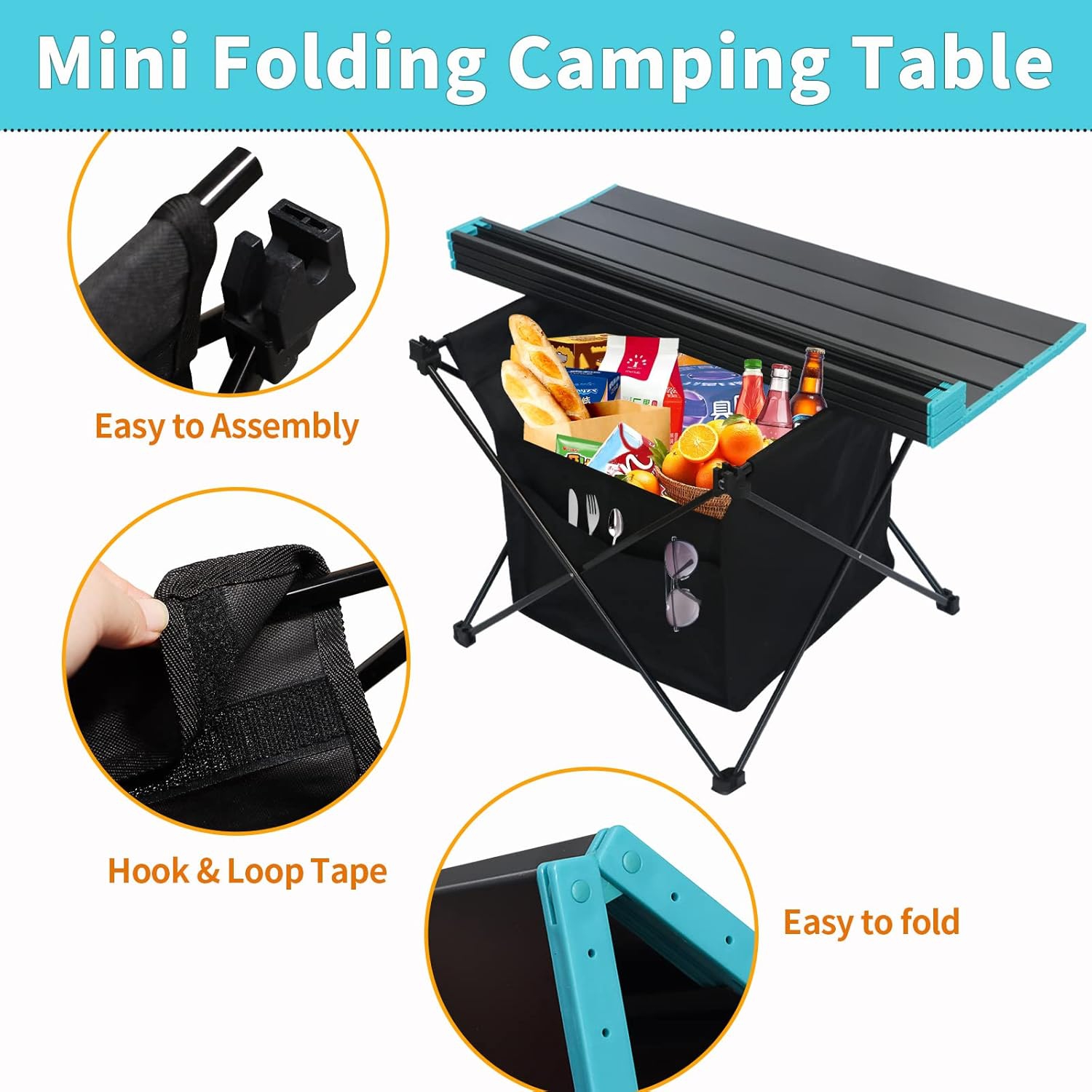 PetginHome Folding Table,Portable Camping Table Aluminum Beach Table with Carry Bag,Lightweight Folding Patio Table for BBQ,Picnic,Camping-Large