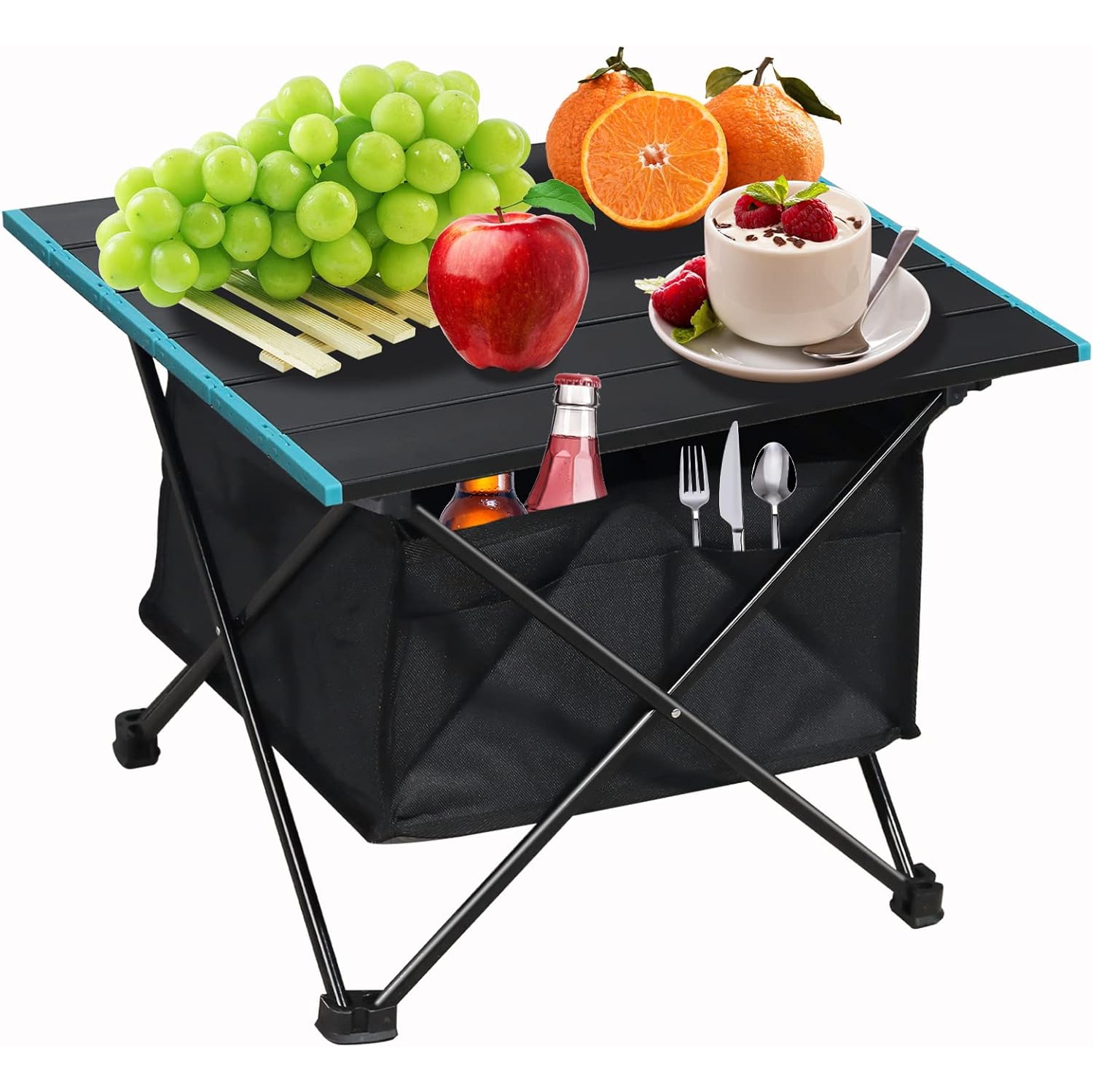 Table pliante de PetginHome,Table de camping portative en aluminium avec sac de transport,Table de patio pliante légère pour