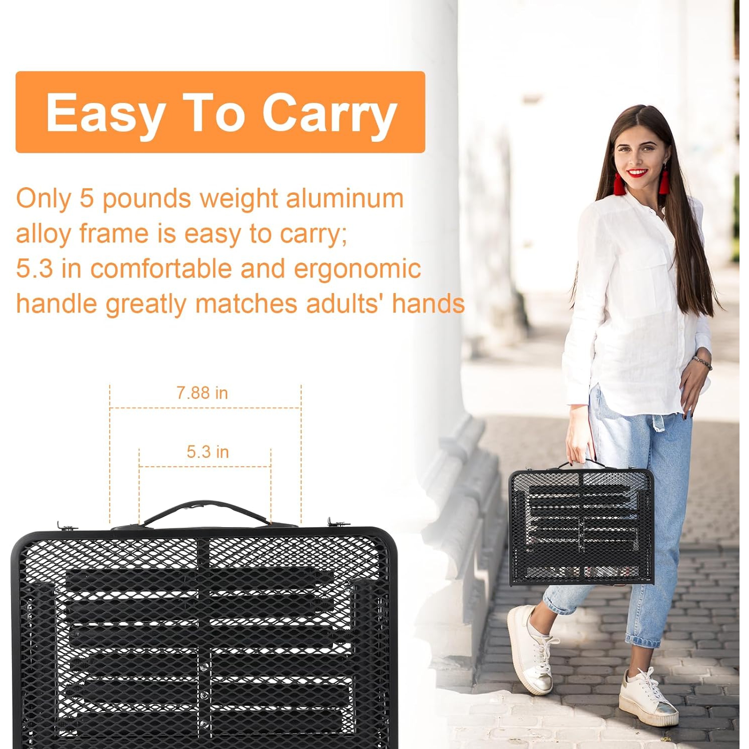 PetginHome Small Folding Table 2FT Foldable Camping Table Grill Table Picnic Portable Mesh 4 Height Adjustable for Picnic,Beach