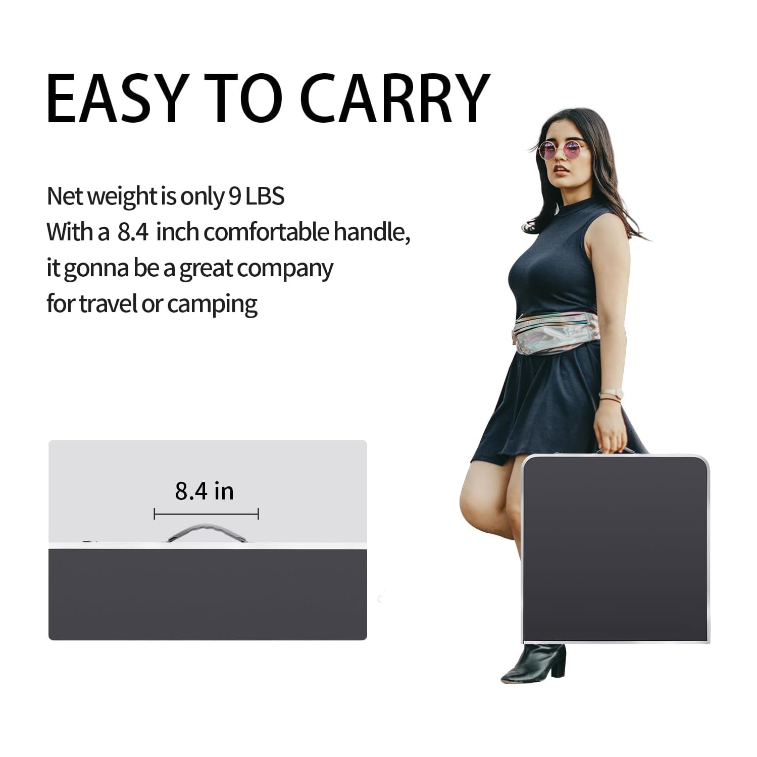 Petite table pliante de 4 pi Table de camping pliable Table de barbecue Table de pique-nique Portable Mesh 3 Hauteur réglable pour pique-nique, plage