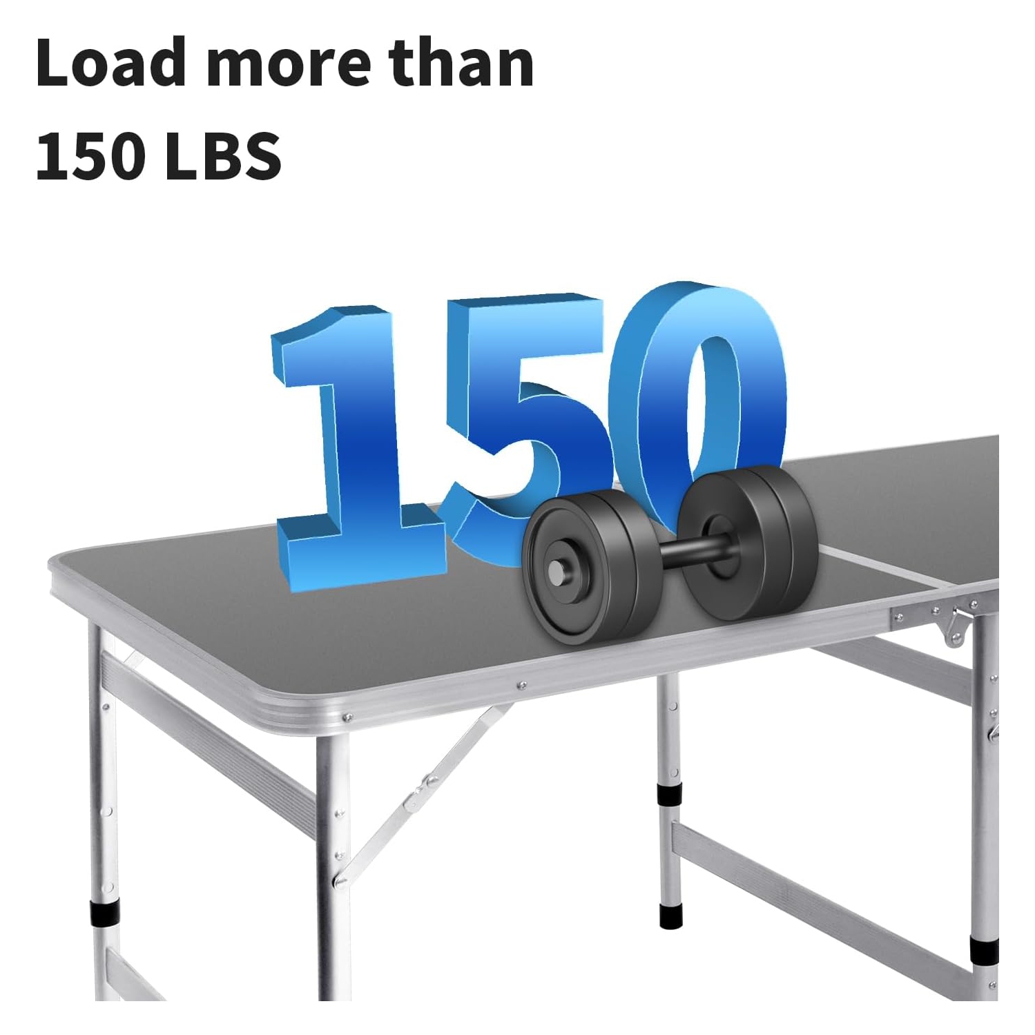 Petite table pliante de 6 pi Table de camping pliable Table de barbecue Table de pique-nique Portable Mesh 3 Hauteur réglable pour pique-nique, plage