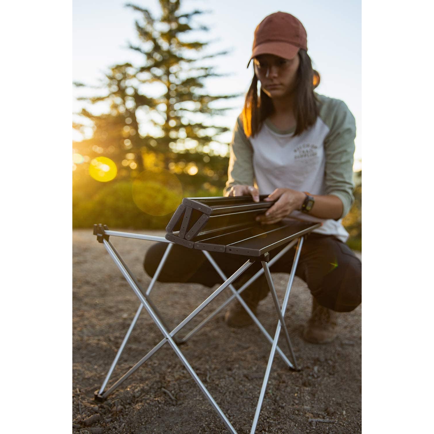 Table pliante de camping PetginHome, table d'appoint compacte en aluminium léger pour barbecue de pique-nique de camping, grande taille