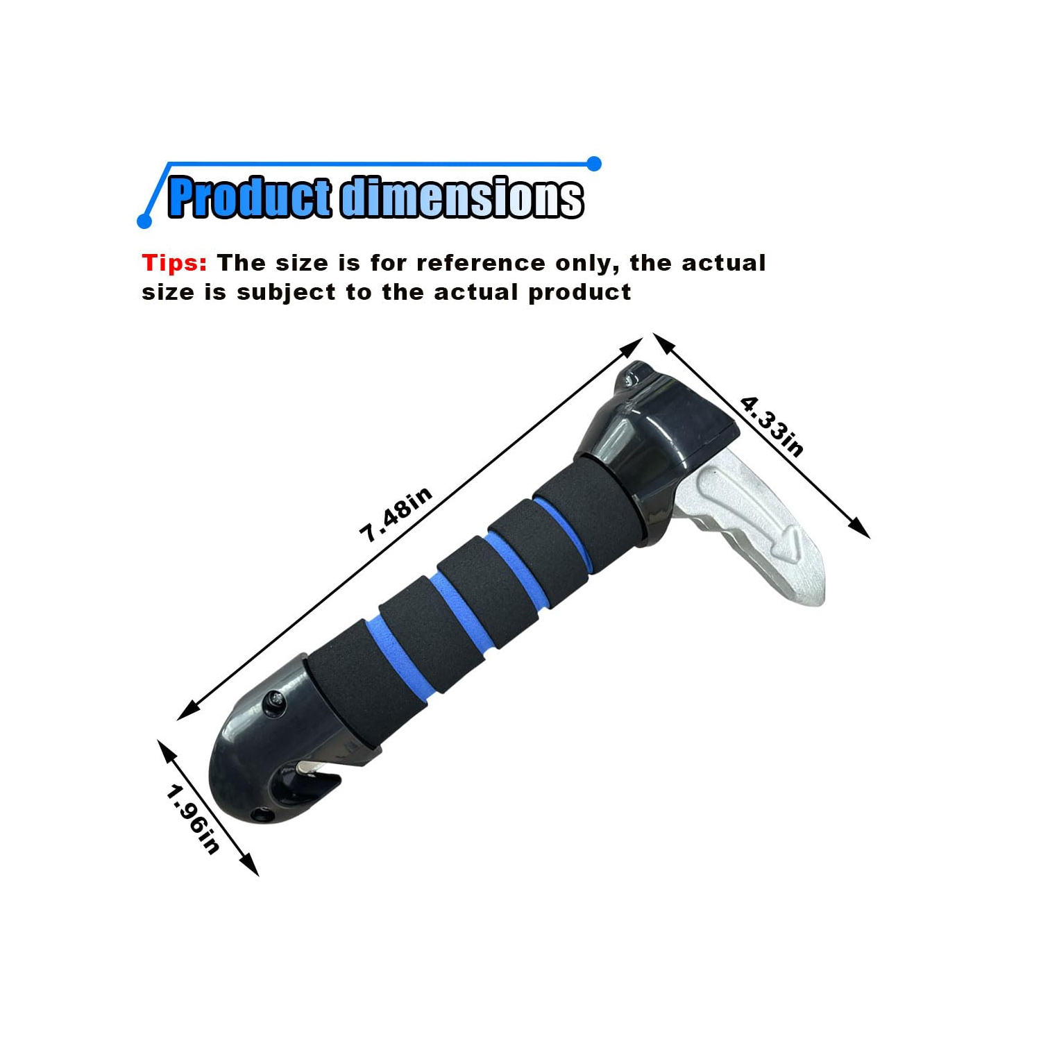 3 in 1 Portable Door Assist Handle,Security Hammer,Belt Cutter,Car Cane for Elderly(2pcs)-Blue