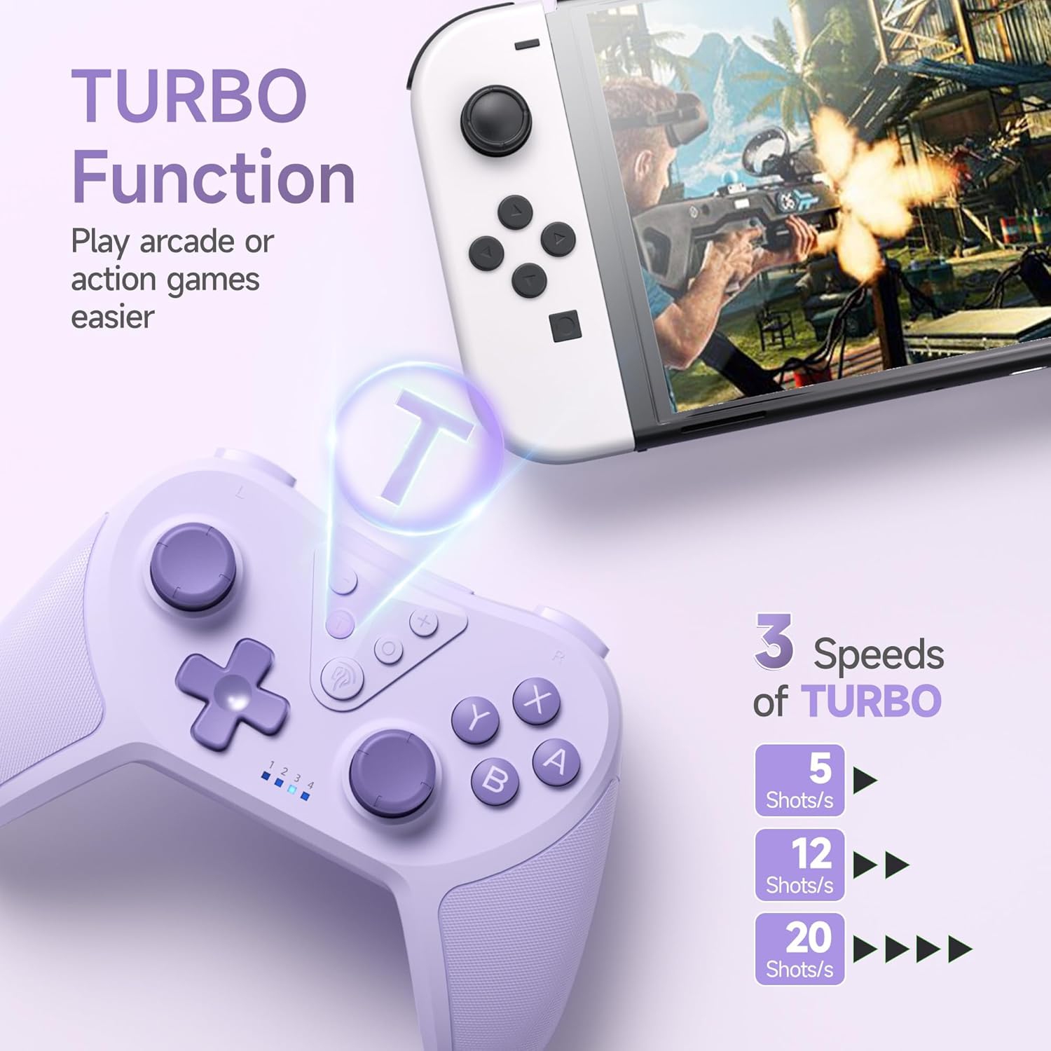 Switch Controller, Switch Remote Gamepad with Joystick, Wireless Pro Controller for Switch/Switch Lite/Switch OLED, Adjustable Turbo Vibration,