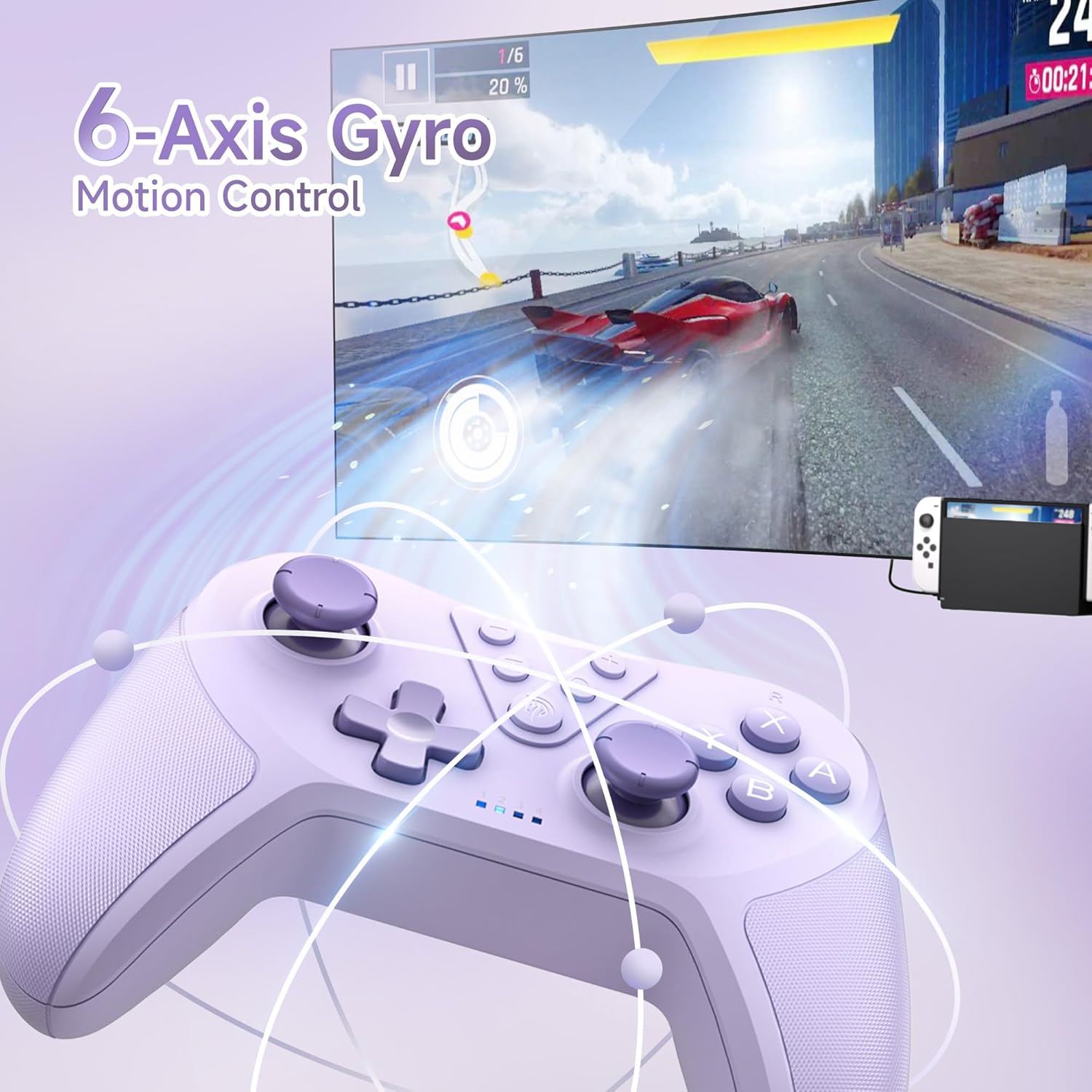 Switch Controller, Switch Remote Gamepad with Joystick, Wireless Pro Controller for Switch/Switch Lite/Switch OLED, Adjustable Turbo Vibration,