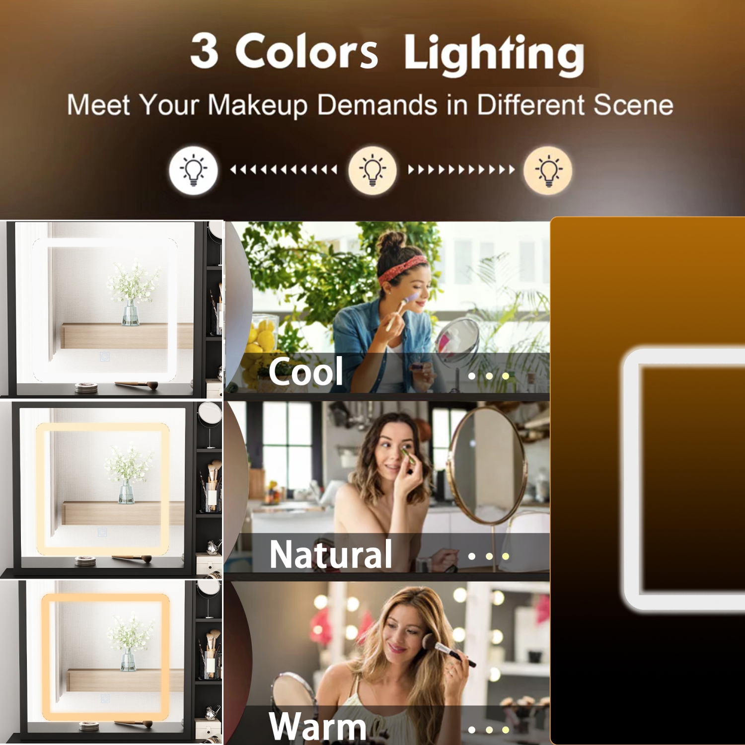 Homsee Vanity Desk Set with Large Sliding Lighted Mirror, 5 Drawers, Storage Shelves & Cushioned Stool, Black