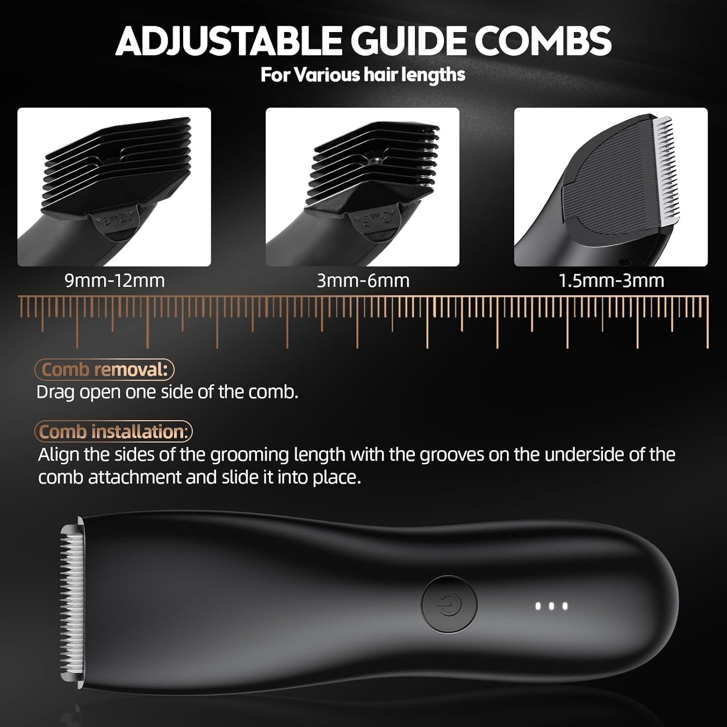 Men's Body Hair Trimmer, Waterproof Rechargeable Electric Full Body Trimmer for Home Use-Black