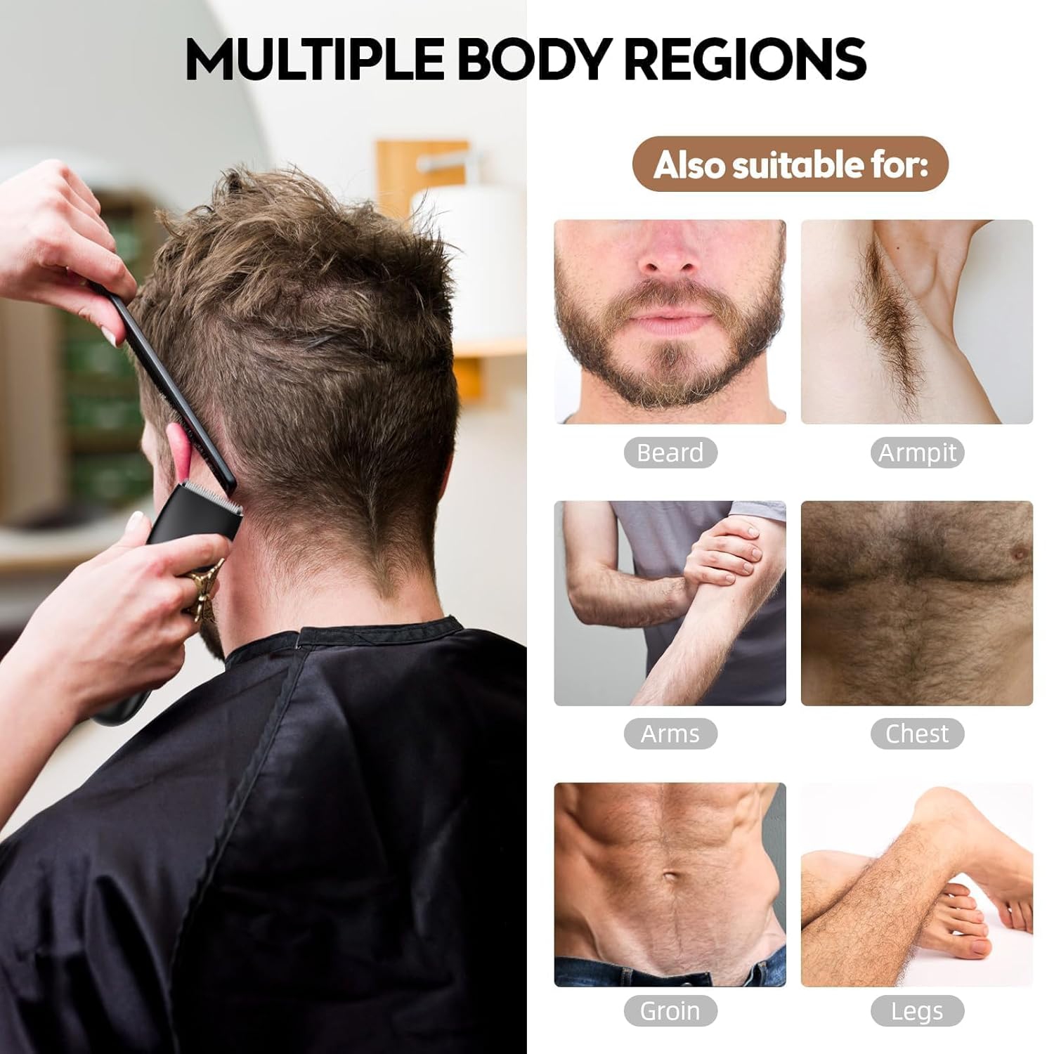 Men's Body Hair Trimmer, Waterproof Rechargeable Electric Full Body Trimmer for Home Use-Black