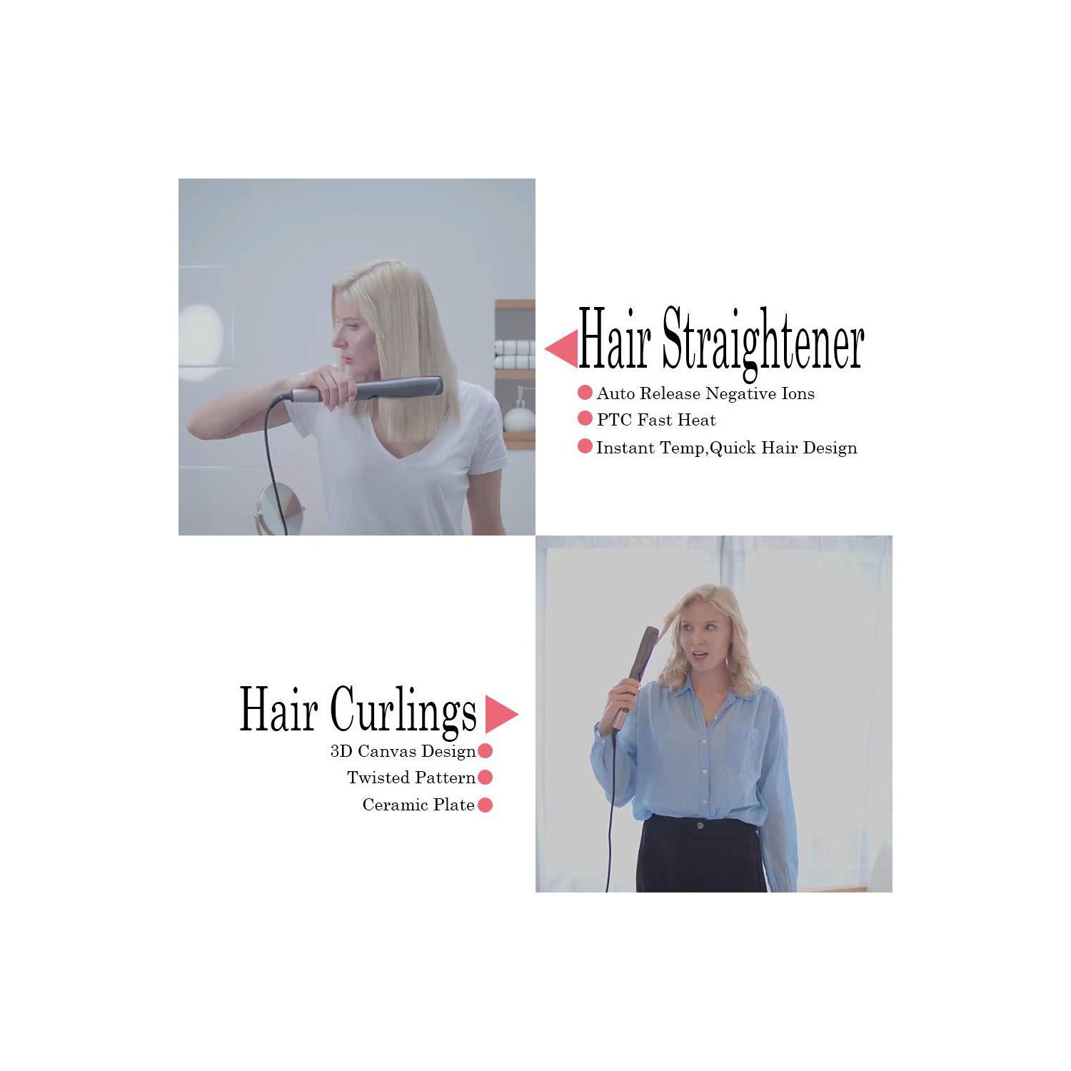 Fer plat 2-en-1 Fer à friser portatif en céramique Outils à cheveux pour la maison et les voyages