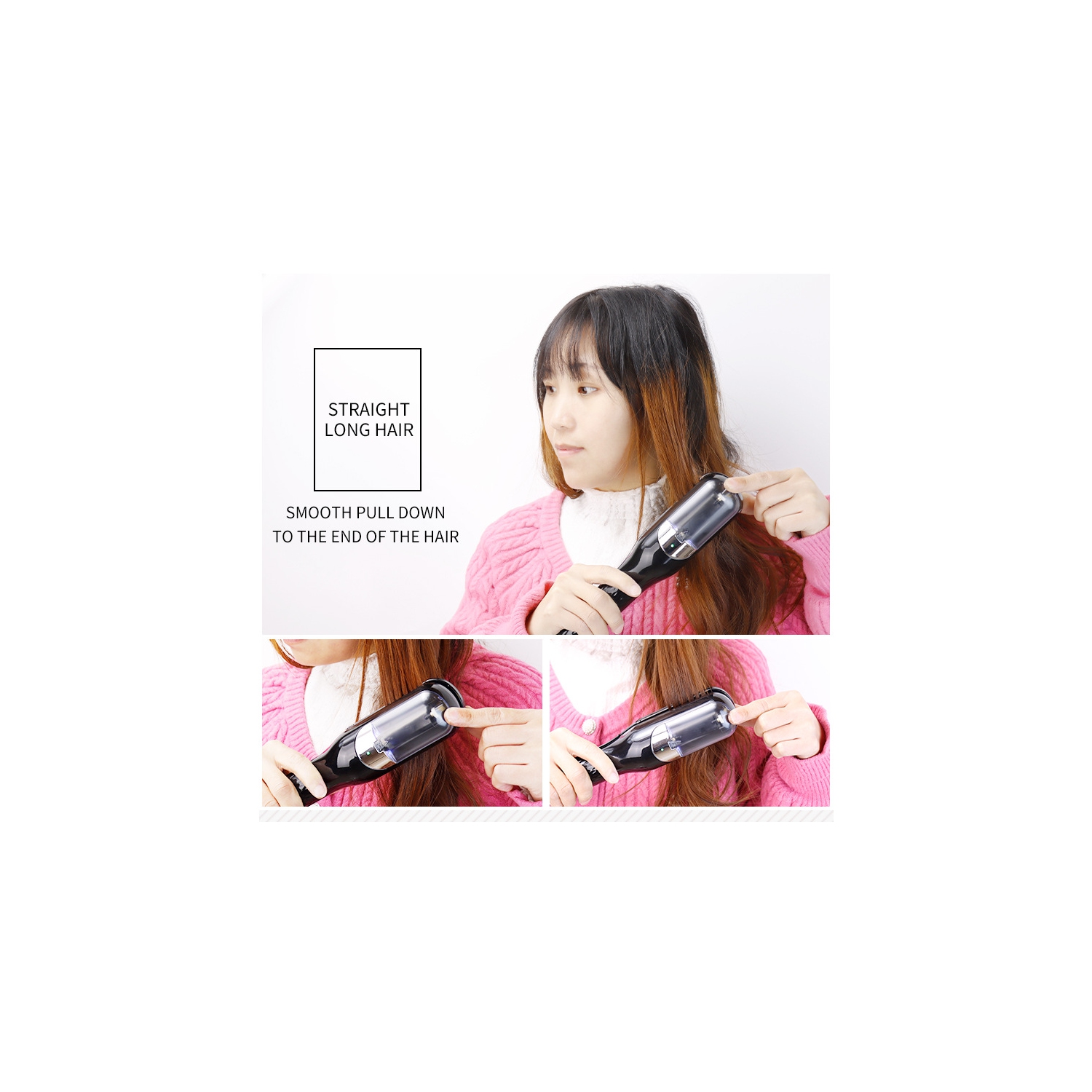 Cordless Hair Split End Remover USB Straighten Hair Automatic Hair Clipper Hair Fork Trimmer Electric Hair Trimmer-Black