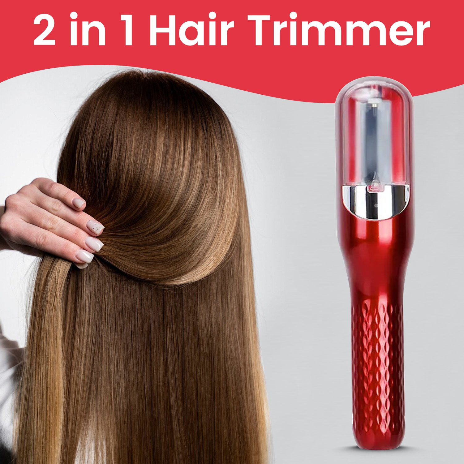 Cordless Hair Split End Remover USB Straighten Hair Automatic Hair Clipper Hair Fork Trimmer Electric Hair Trimmer-Red