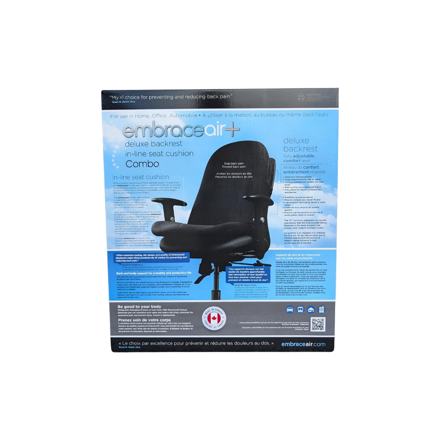EmbraceAirPlus Deluxe Backrest & Inline Seat Cushion Combo - BLK