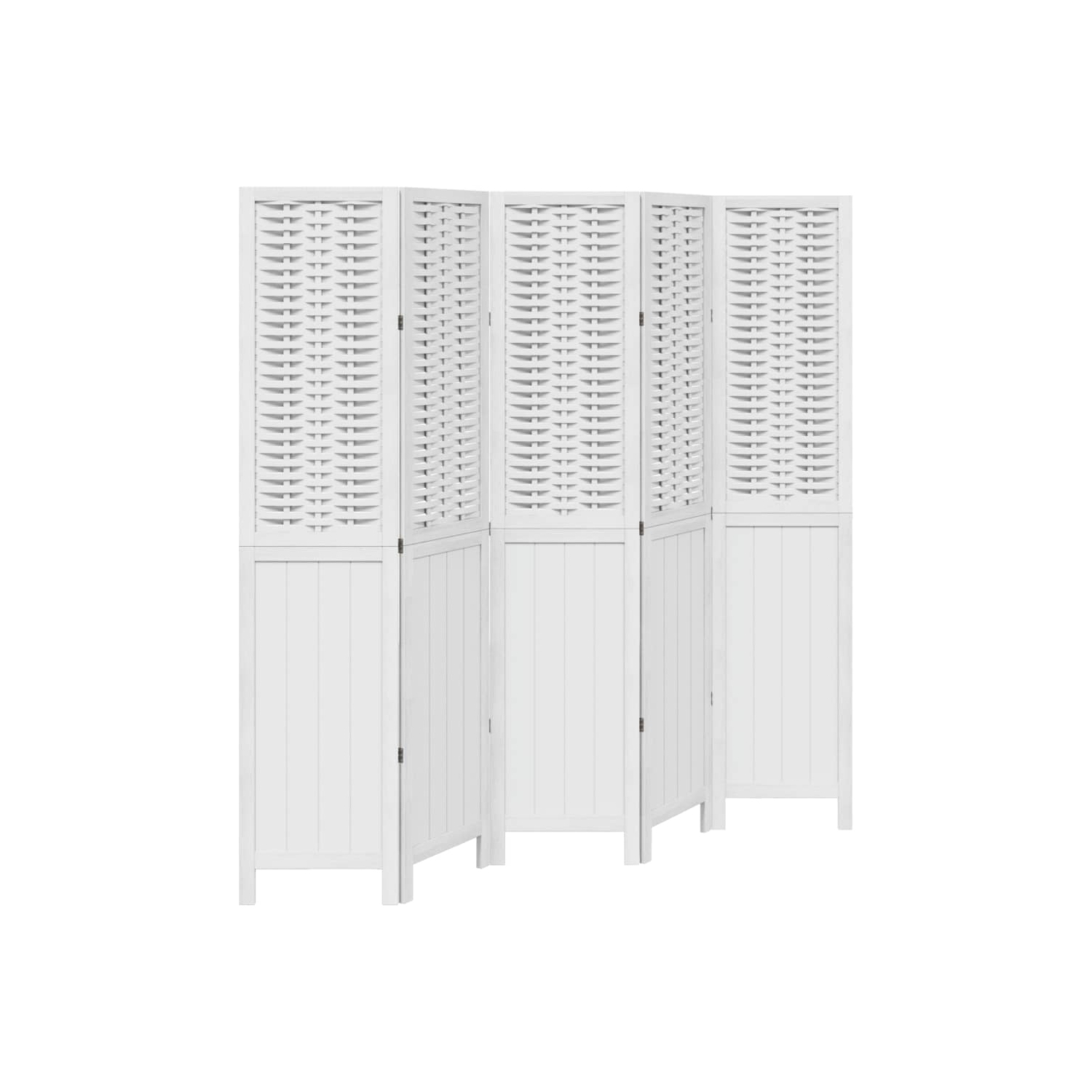 VidaXL – Séparateur de pièce à 5 panneaux en bois massif blanc Paulownia