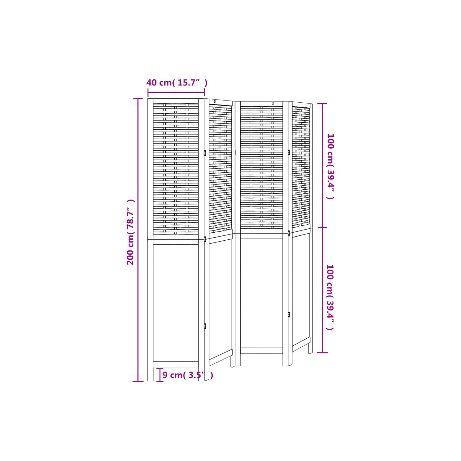 VidaXL – Séparateur de pièce à 4 panneaux brun foncé en bois massif Paulownia