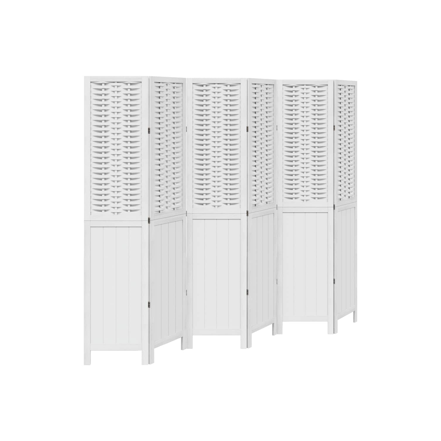 vidaXL Room Divider 6 Panels White Solid Wood Paulownia