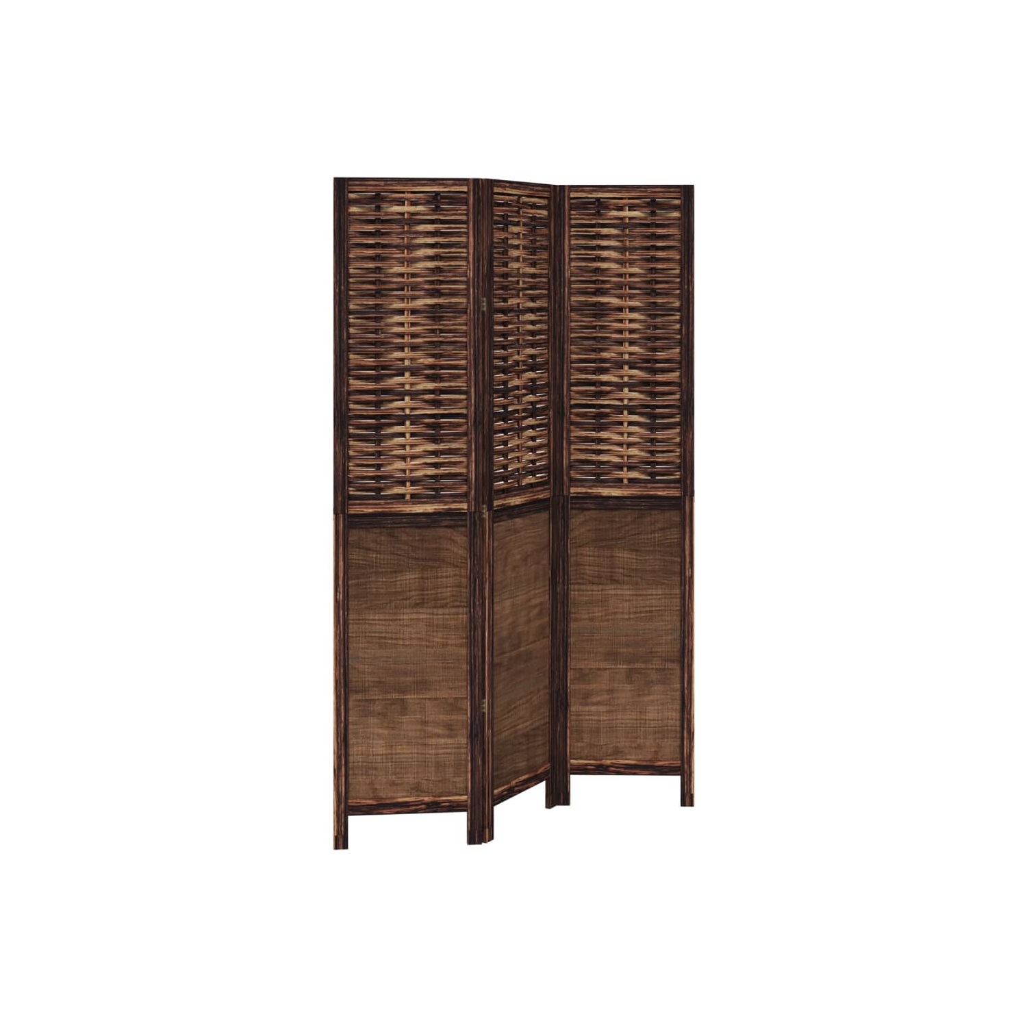 VidaXL – Séparateur de pièce à 3 panneaux brun foncé en bois massif Paulownia