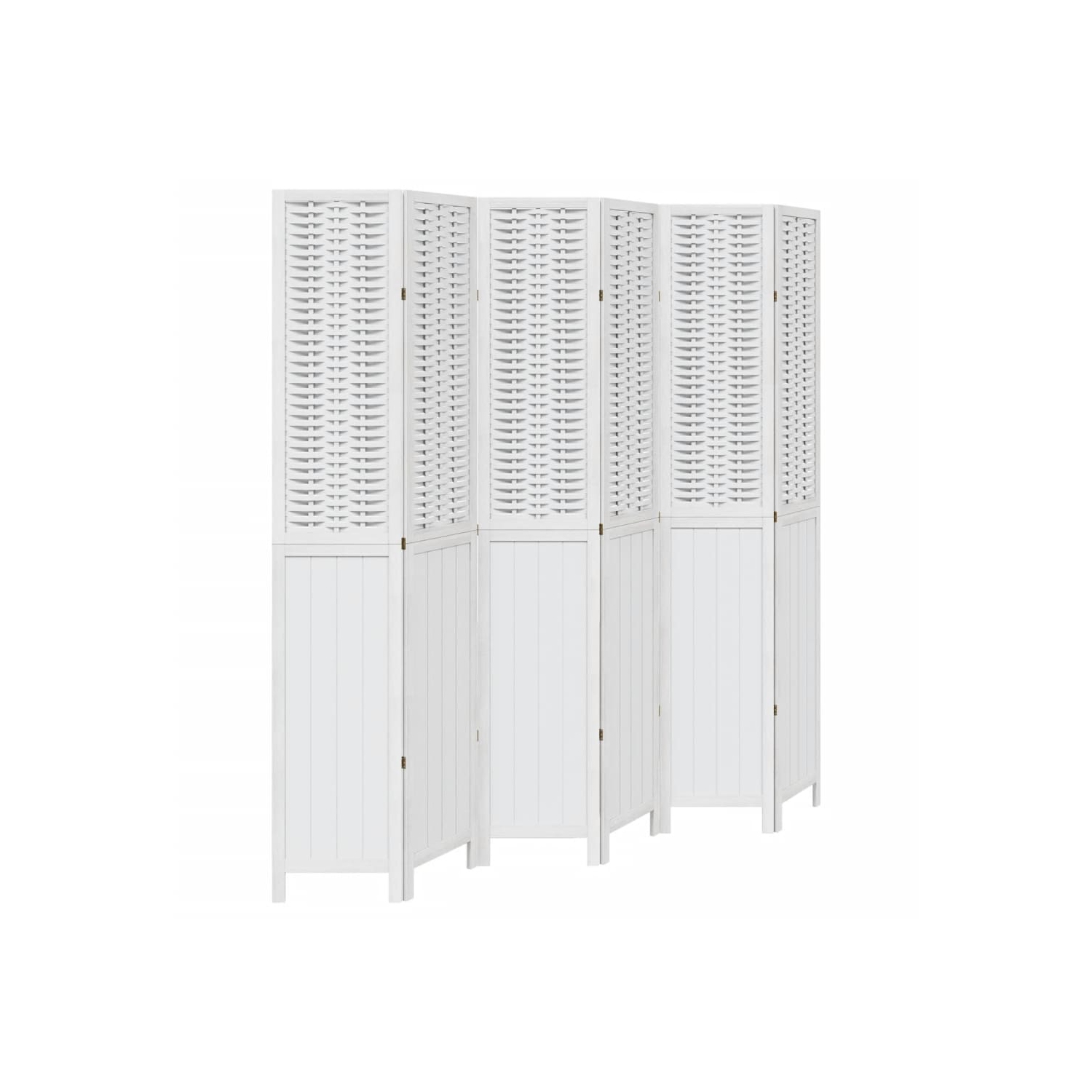 VidaXL – Séparateur de pièce à 6 panneaux en bois massif blanc Paulownia
