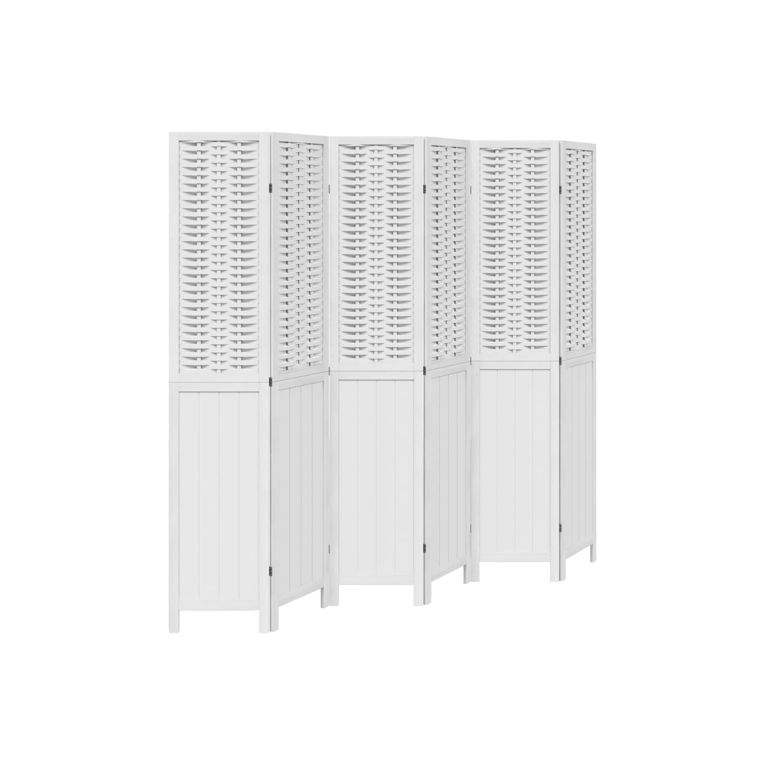 VidaXL – Séparateur de pièce à 6 panneaux en bois massif blanc Paulownia