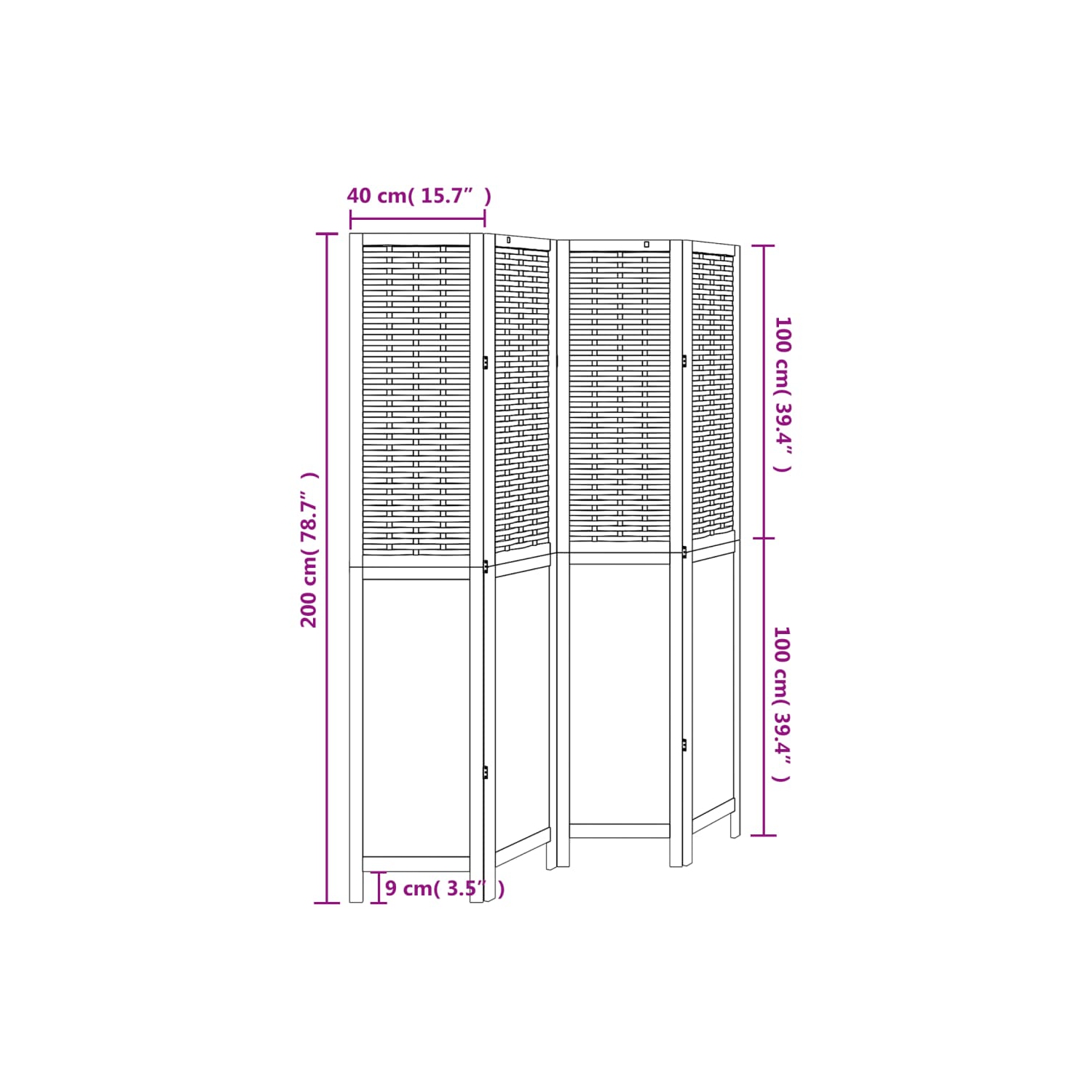 VidaXL – Séparateur de pièce à 4 panneaux en bois massif blanc Paulownia