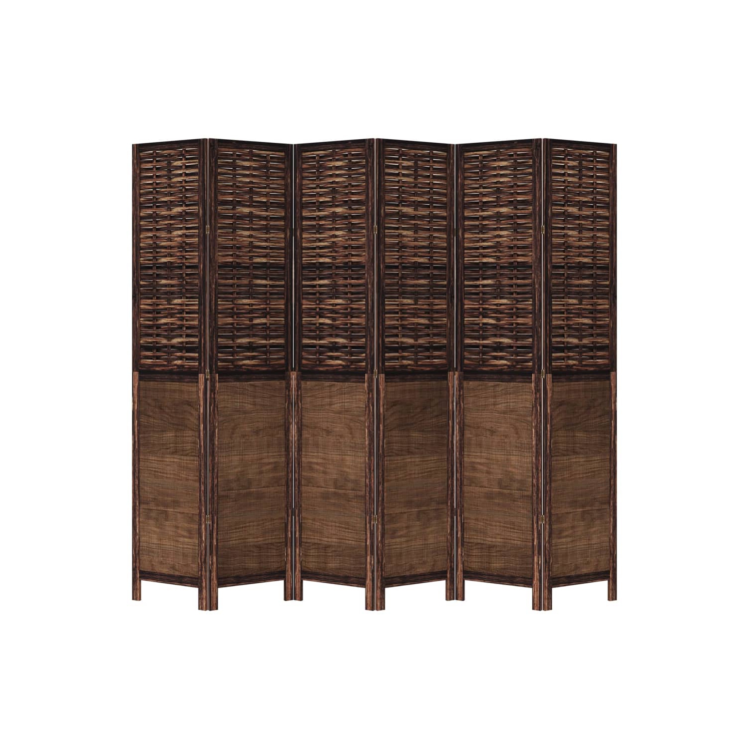 VidaXL – Séparateur de pièce à 6 panneaux brun foncé en bois massif Paulownia