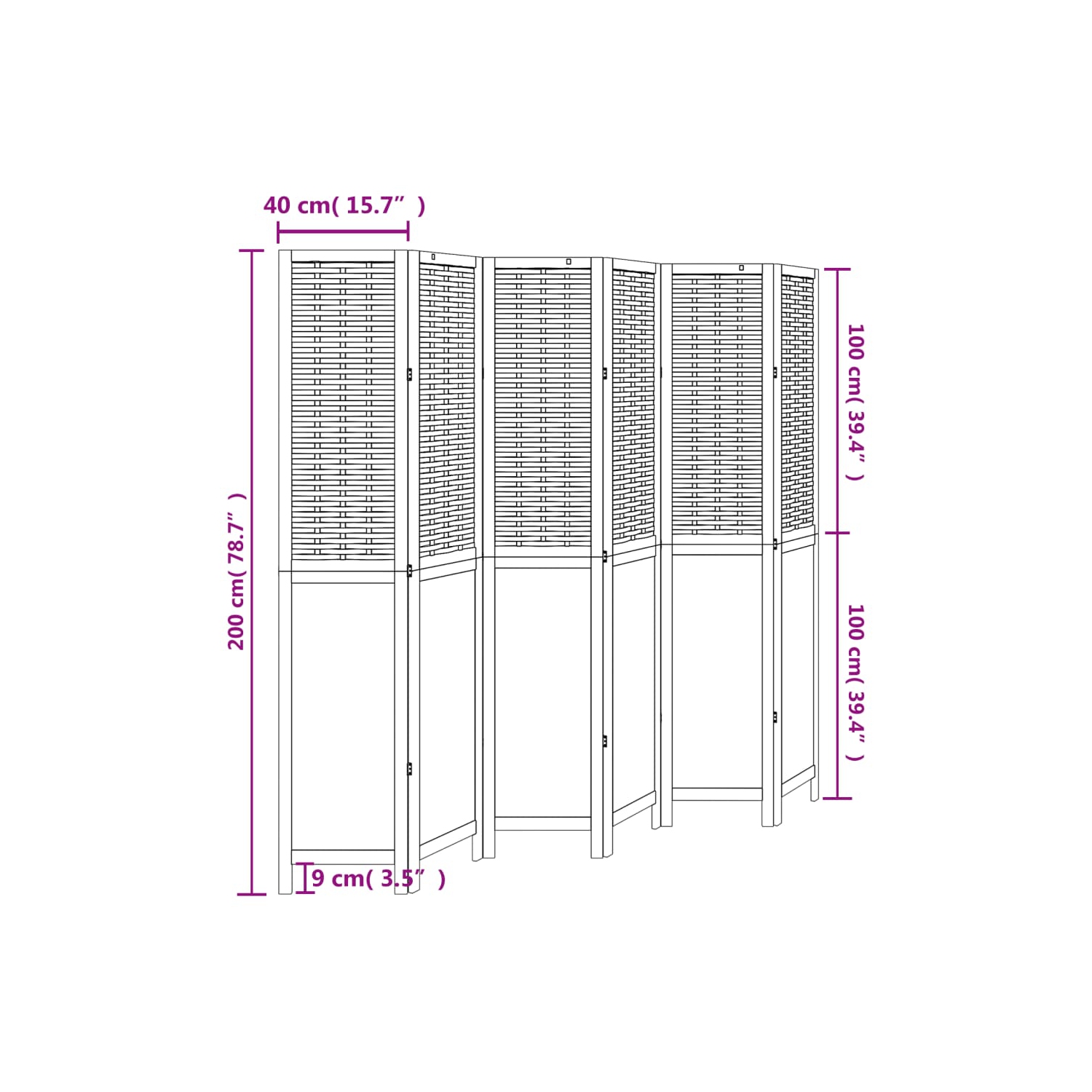 VidaXL – Séparateur de pièce à 6 panneaux brun foncé en bois massif Paulownia