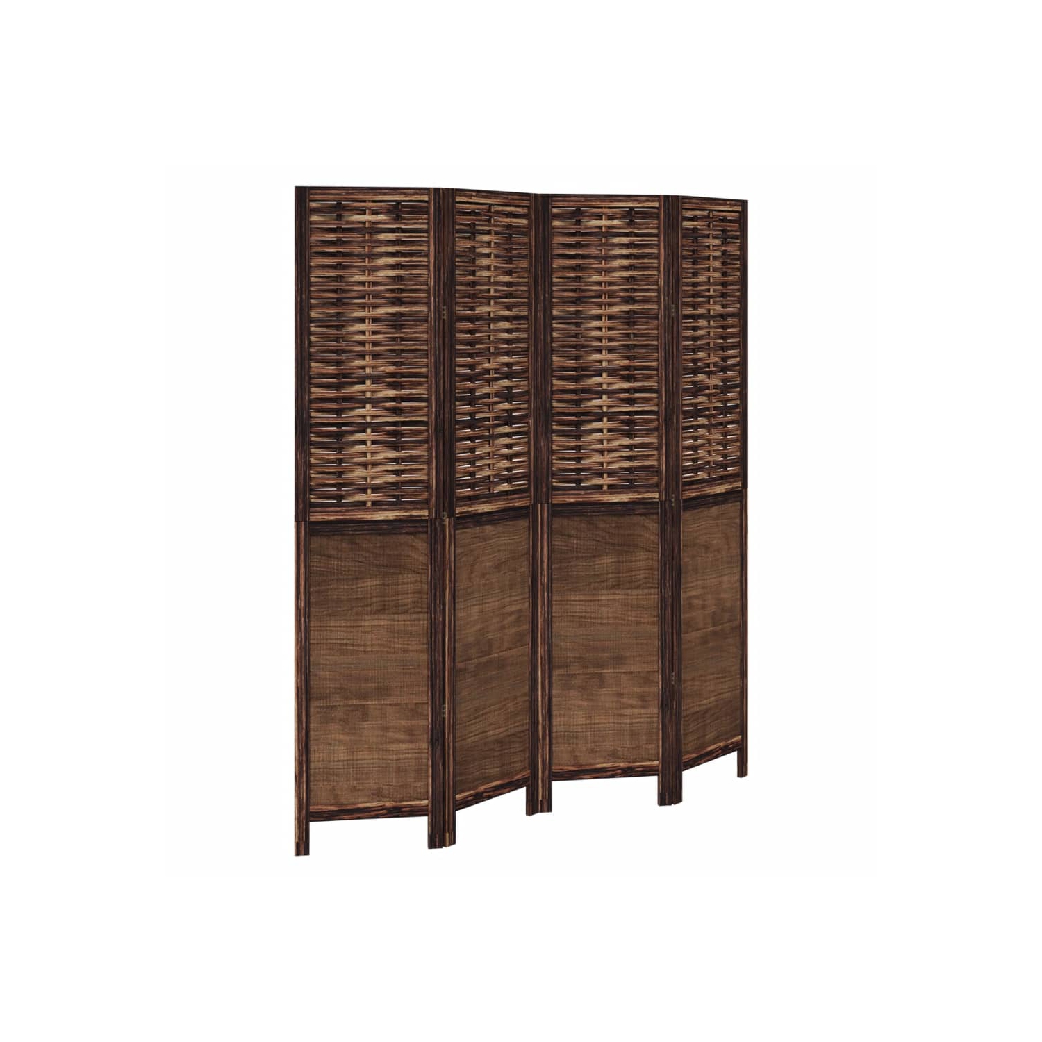 VidaXL – Séparateur de pièce à 4 panneaux brun foncé en bois massif Paulownia