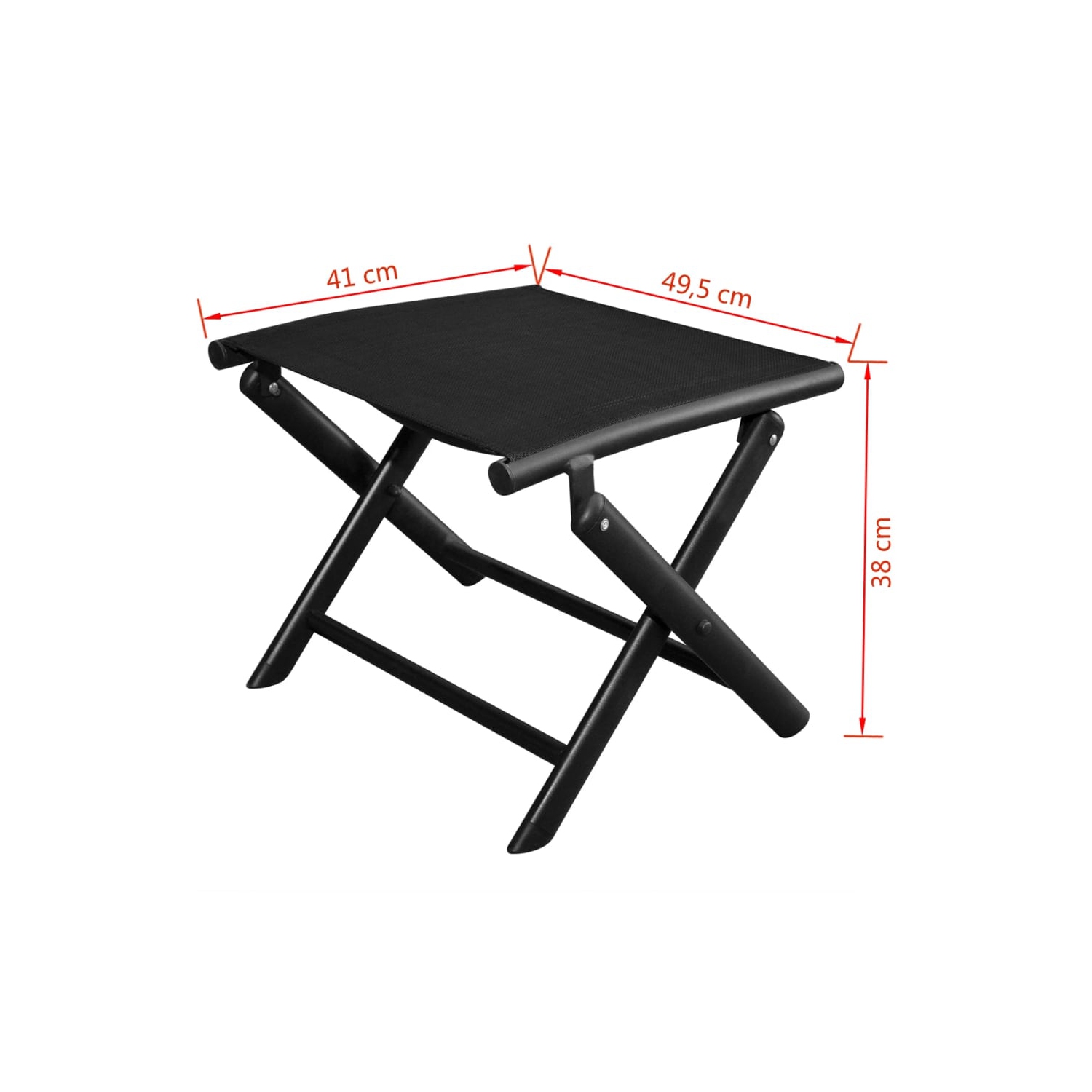 VidaXL – Repose-pieds pliant en aluminium noir et en textilène