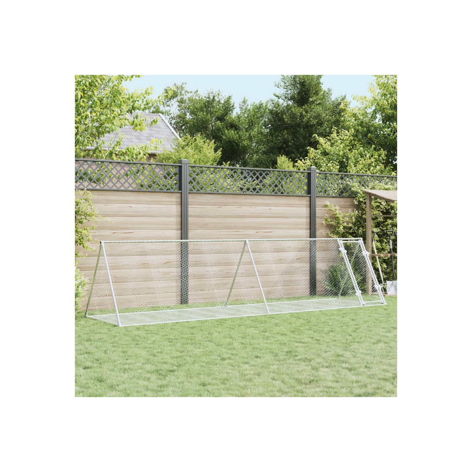 vidaXL Rabbit Hutch Silver 400x105x91 cm Galvanised Steel