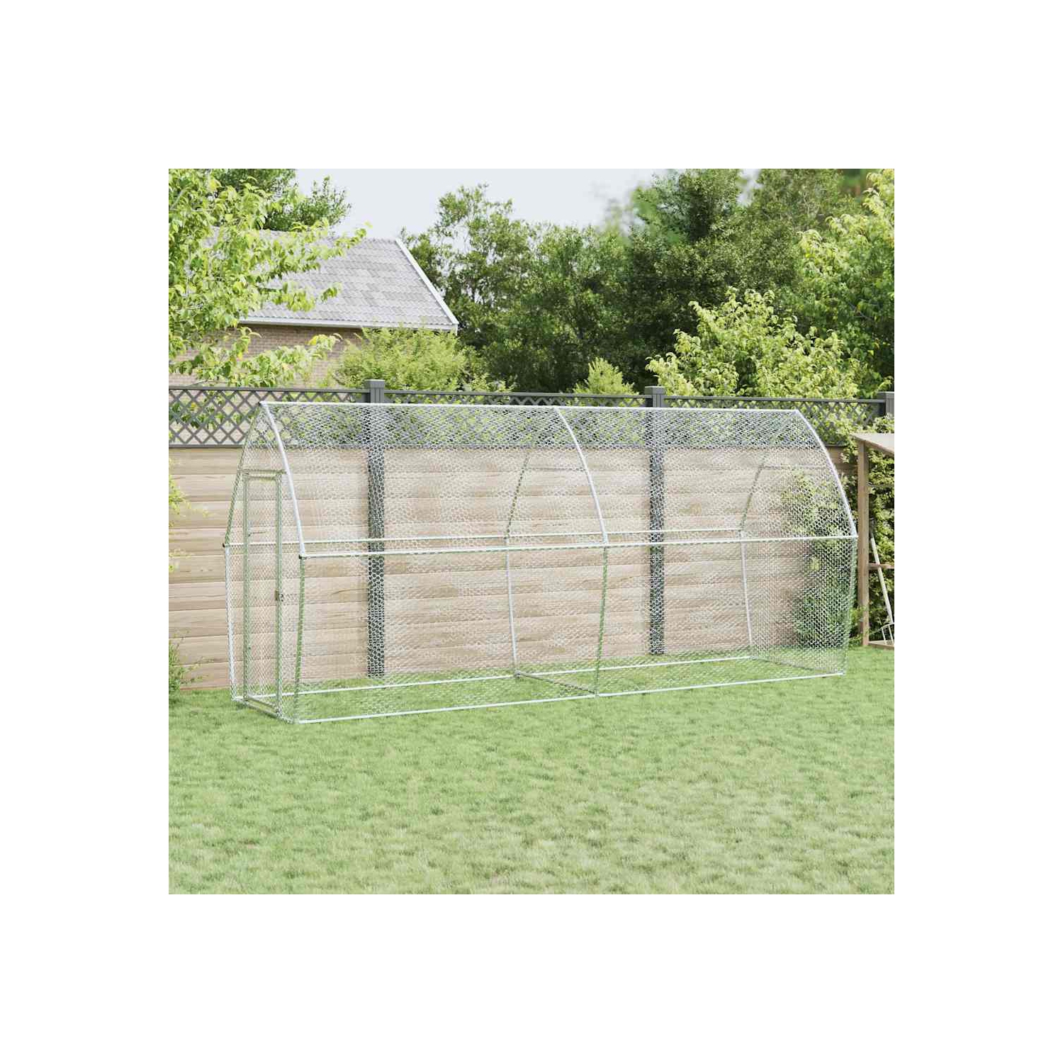 vidaXL Chicken Cage Silver 400x105x182 cm Galvanised Steel