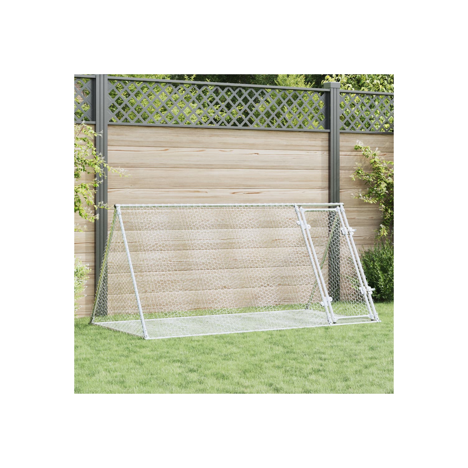 vidaXL Rabbit Hutch Silver 200x105x91 cm Galvanised Steel