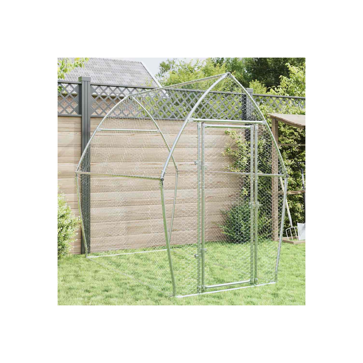 Cage de poulet vidaXL en acier galvanisé 200 x 105 x 182 cm argenté