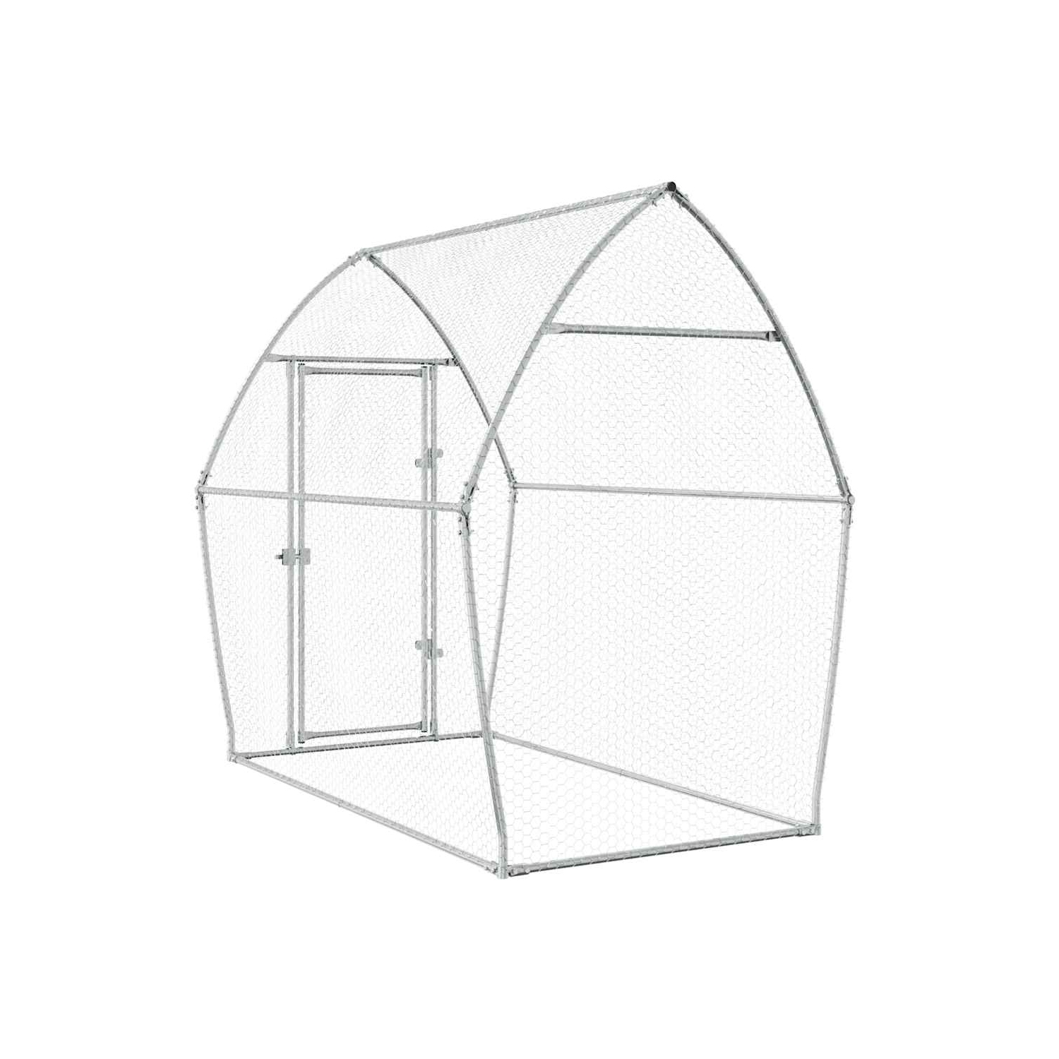 Cage de poulet vidaXL en acier galvanisé 200 x 105 x 182 cm argenté