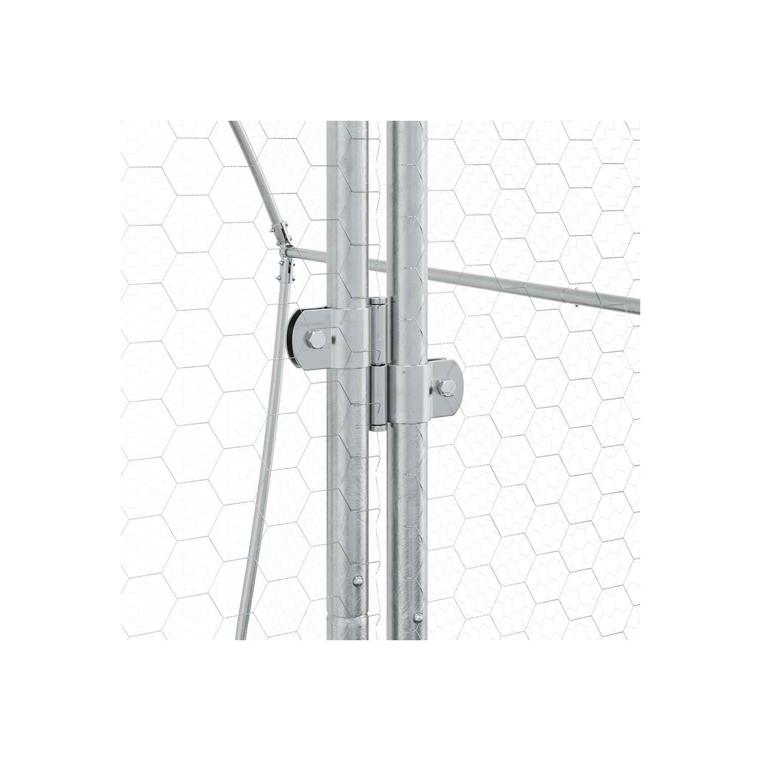 Cage de poulet vidaXL en acier galvanisé 200 x 105 x 182 cm argenté