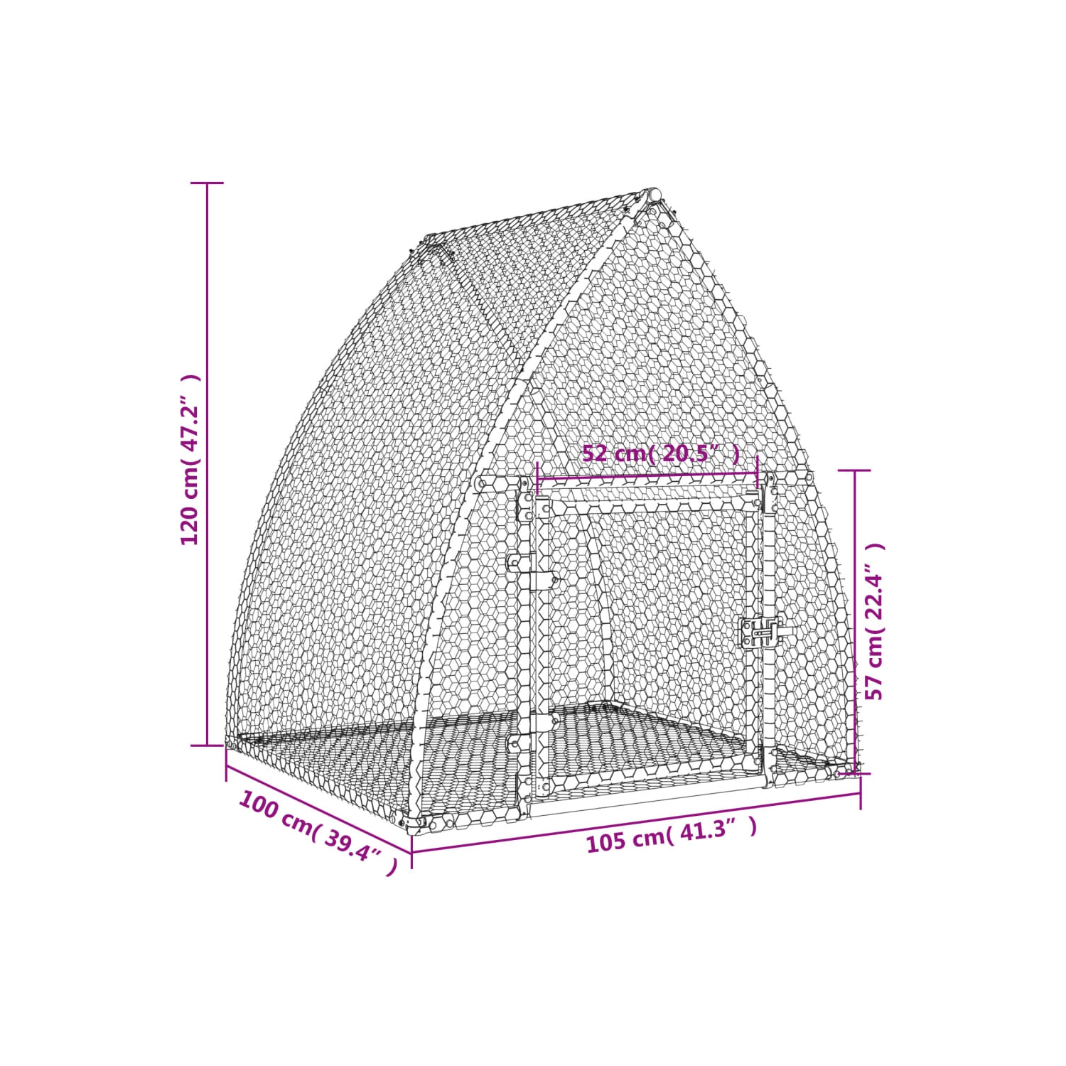 vidaXL Rabbit Hutch Silver 100x105x120 cm Galvanised Steel