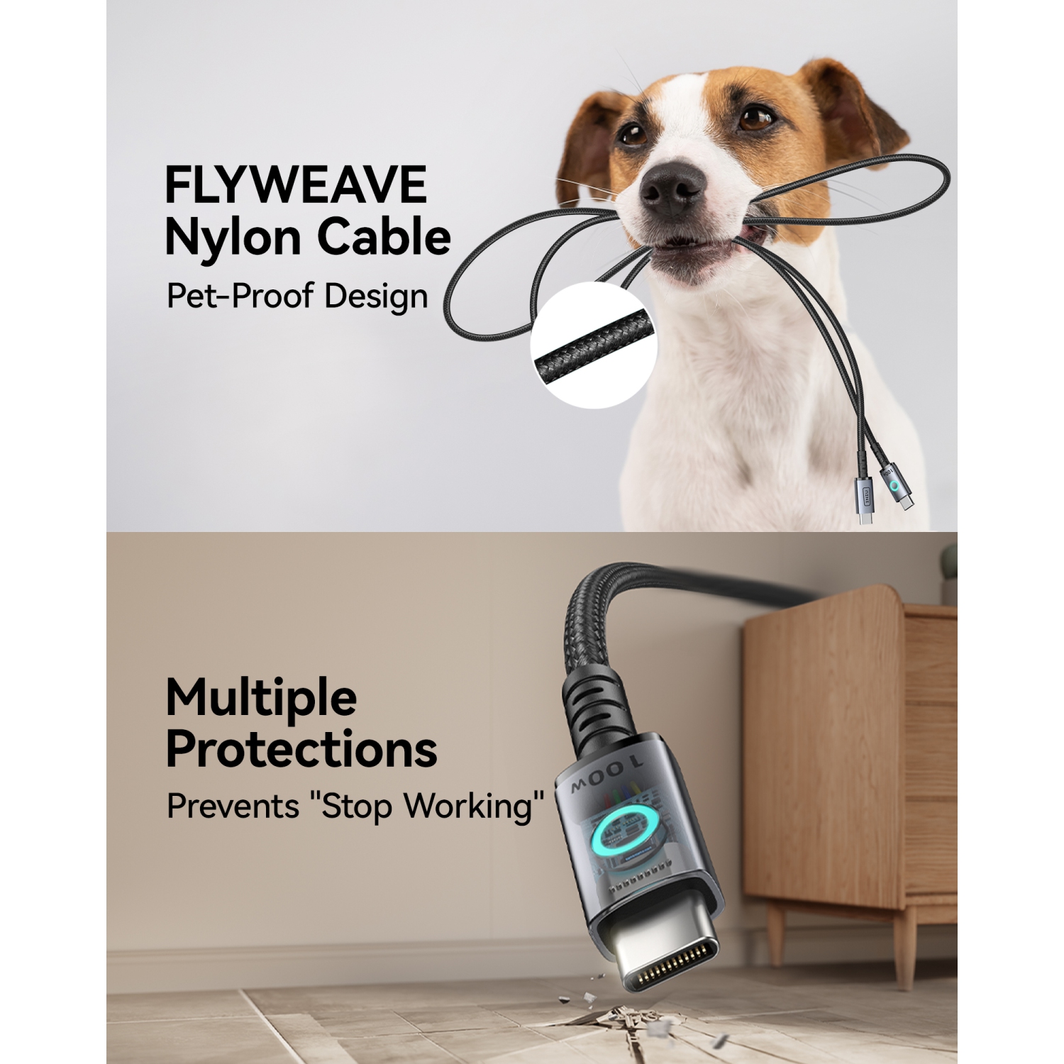 INIU 100W USB C to USB C Cable, 6.6ft 2-Pack Fast Charging Type C Cable for iPhone 16 15 Samsung Macbook iPad Kindle etc.