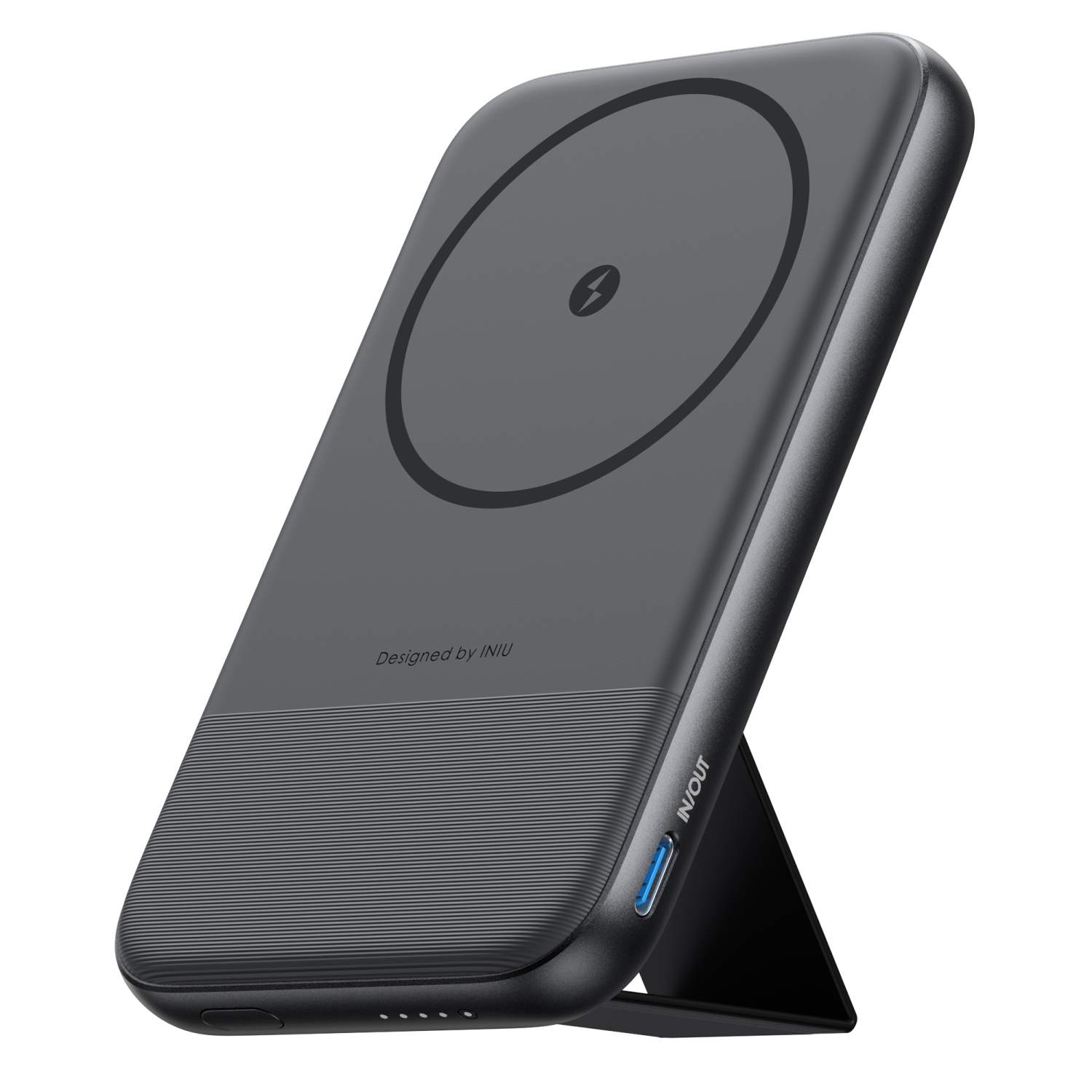 INIU Qi2 Magnetic Power Bank, Ultra Compact 10000mAh 30W Portable Charger with Foldable Stand for iPhone 15/14/13/12 Series