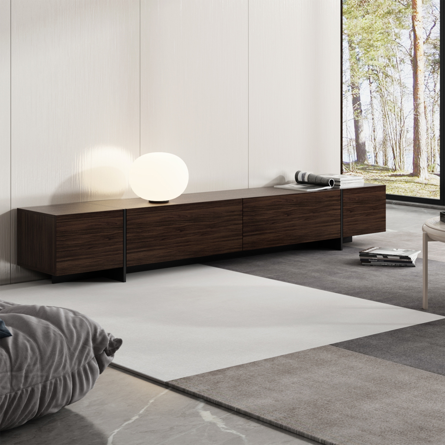 Homsee Wall-Mounted Modern TV Stand with Drop-Down Doors, Spacious Storage, and Sleek Design for Living Room Dark Brown