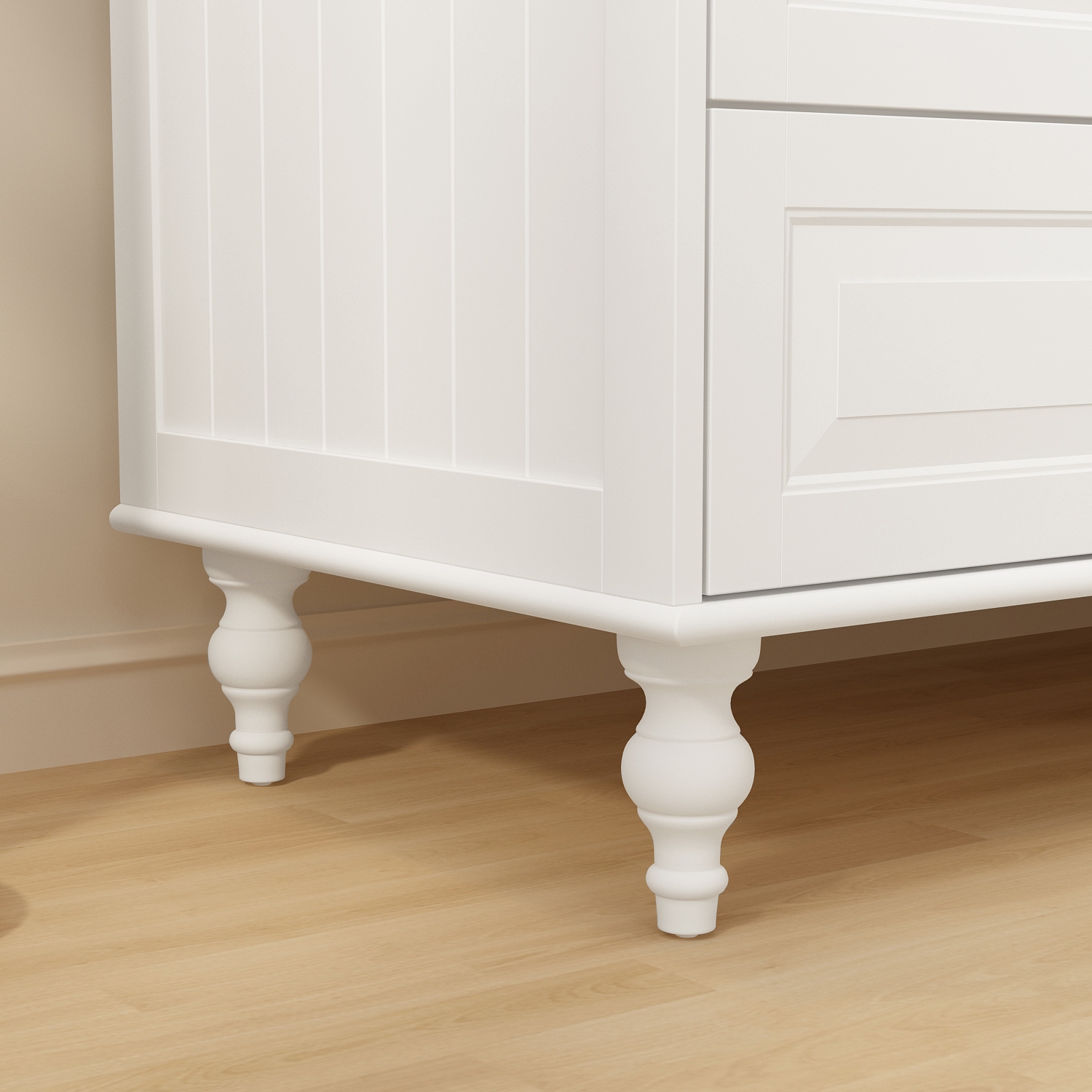 Garde-robe autonome blanc Homsee avec tringles suspendues, tablettes réglables et 5 tiroirs – Espace de rangement spacieux pour la chambre à coucher,