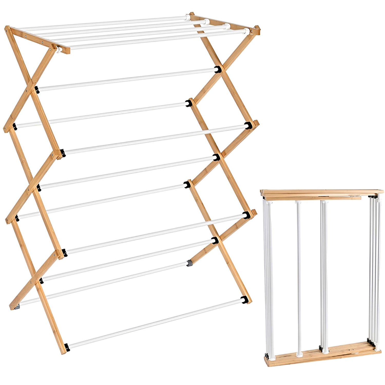 Foldable Bamboo Clothes Drying Rack for dry garments, sheets, clothes, towels