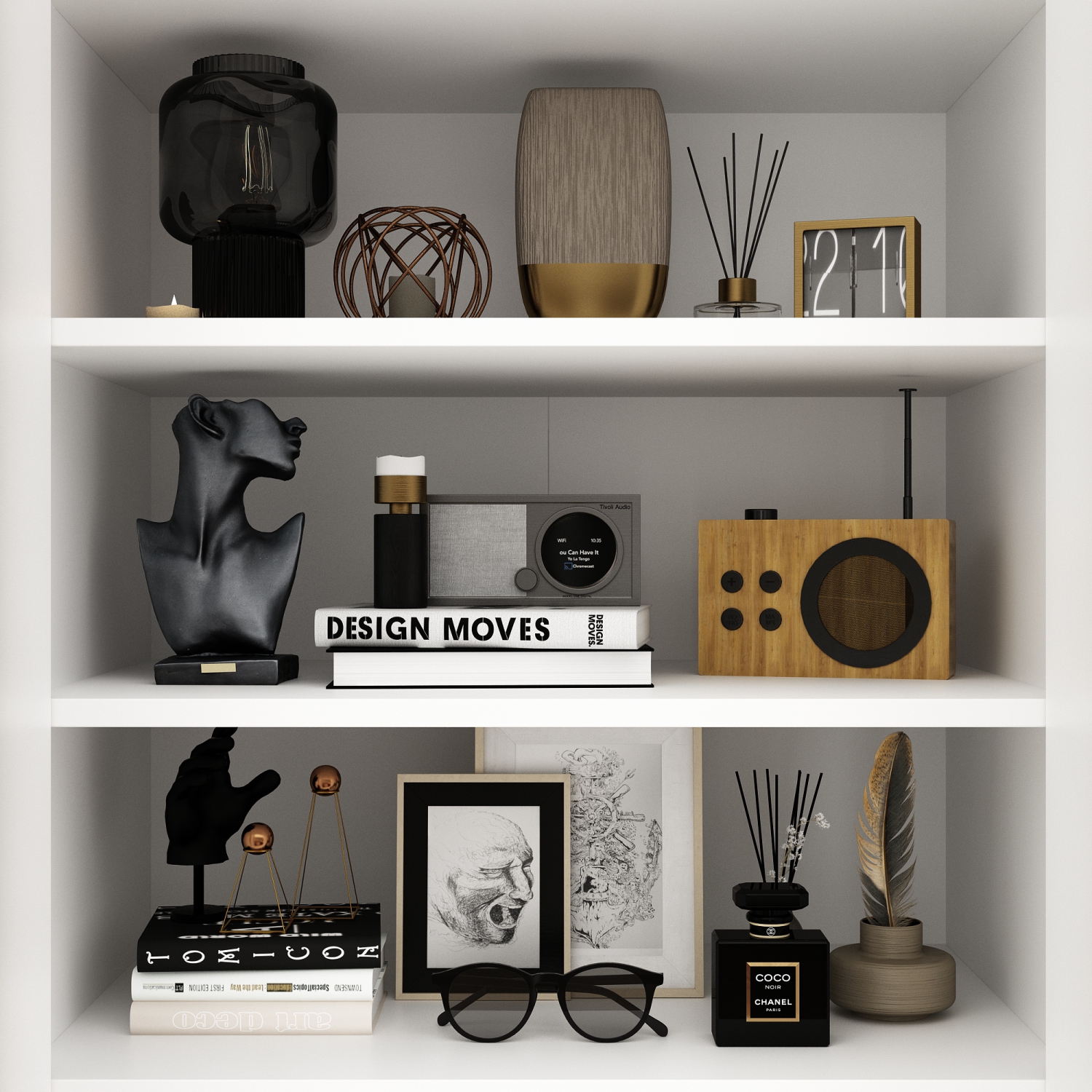 Homsee – Grande armoire de rangement avec roulettes et plusieurs tablettes, blanc